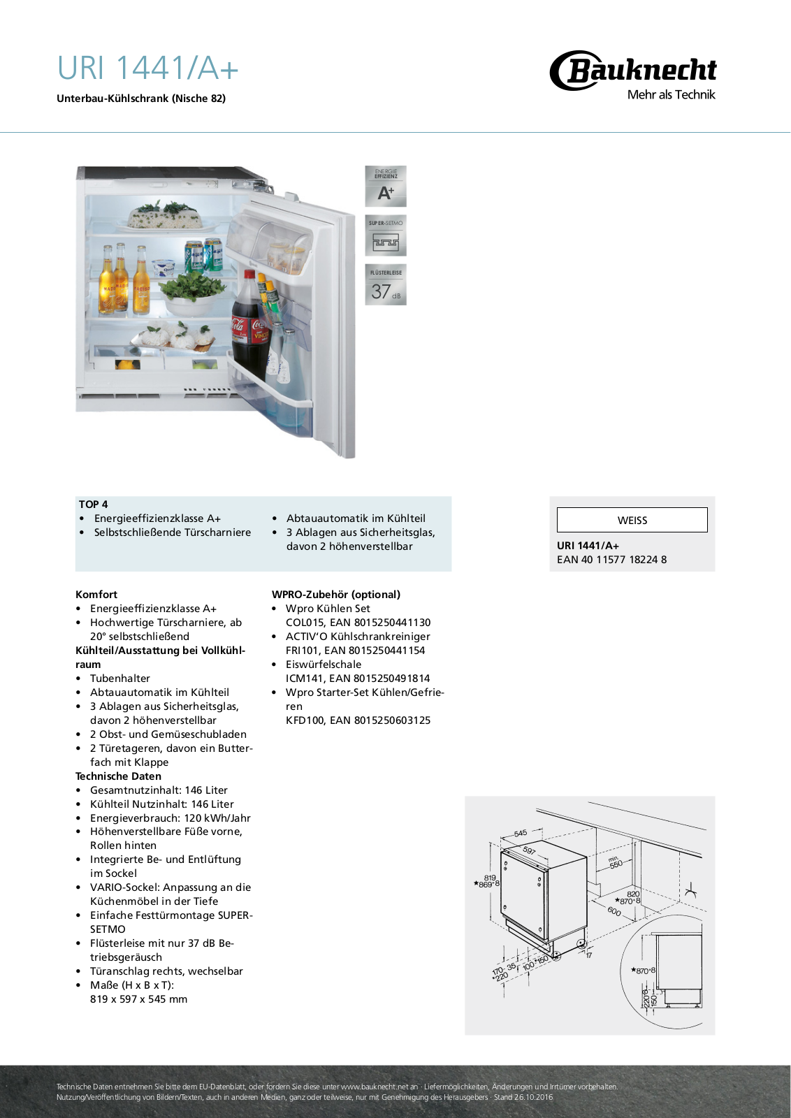 Bauknecht URI 1441-A+ User Manual