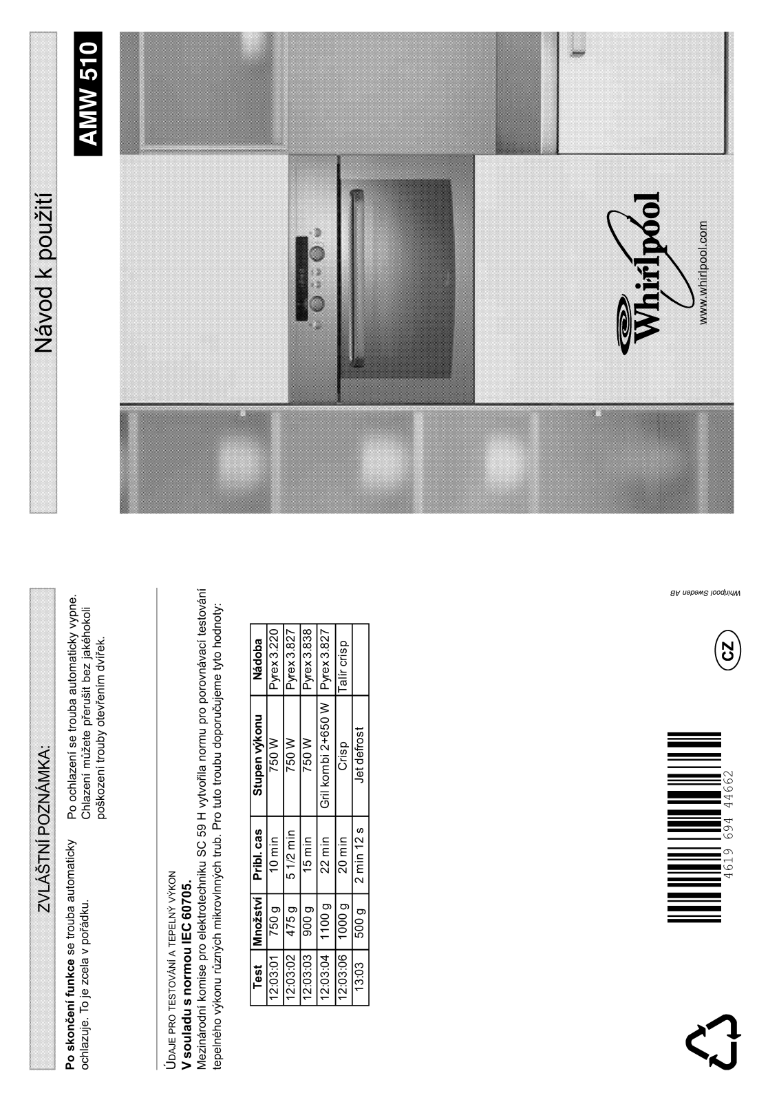 WHIRLPOOL AMW 510 IX User Manual