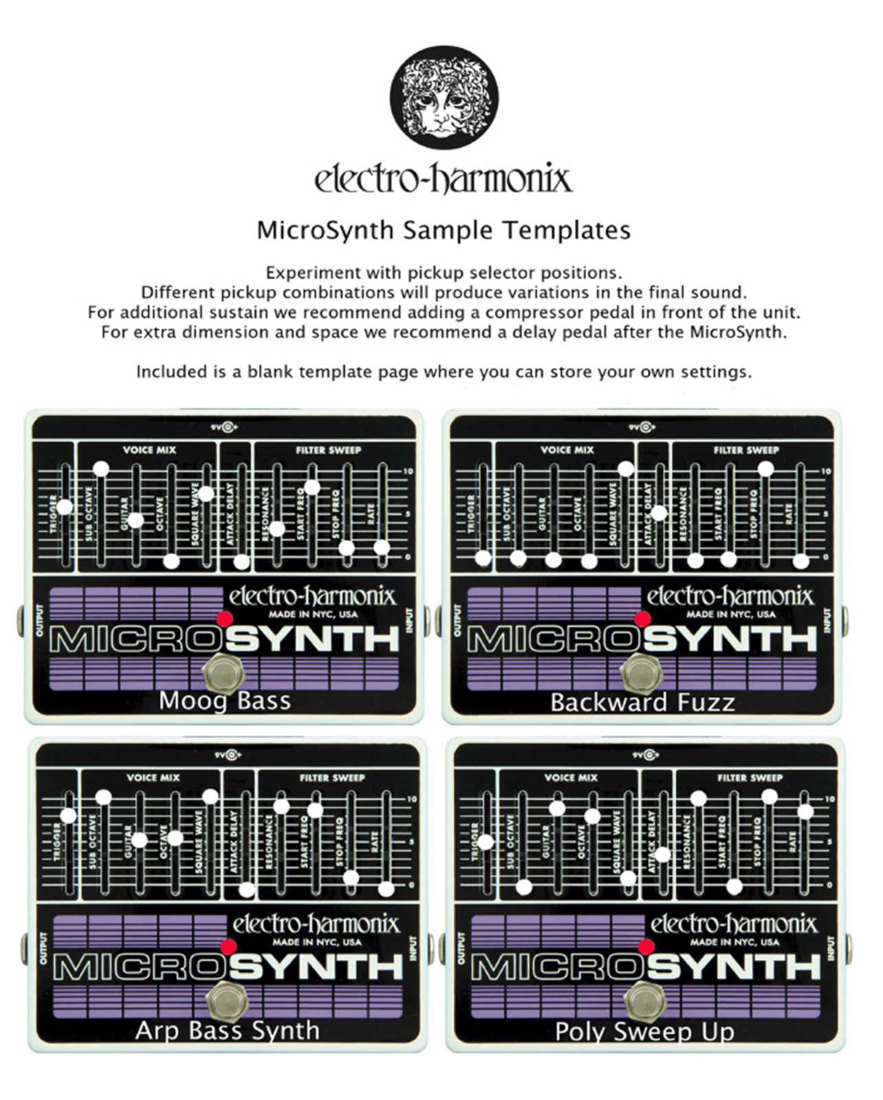 Electro-Harmonix Micro Synthesizer User's Manual