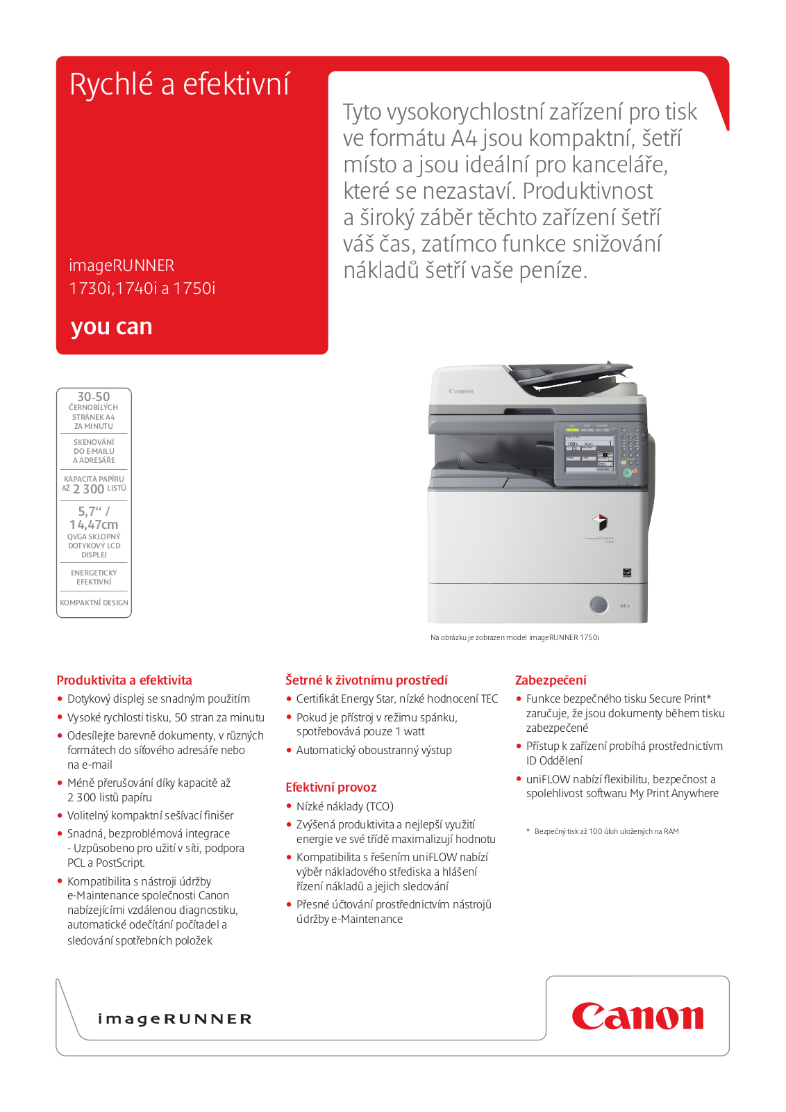 Canon imageRUNNER1730i, imageRUNNER1740i, imageRUNNER1750i BROCHURE