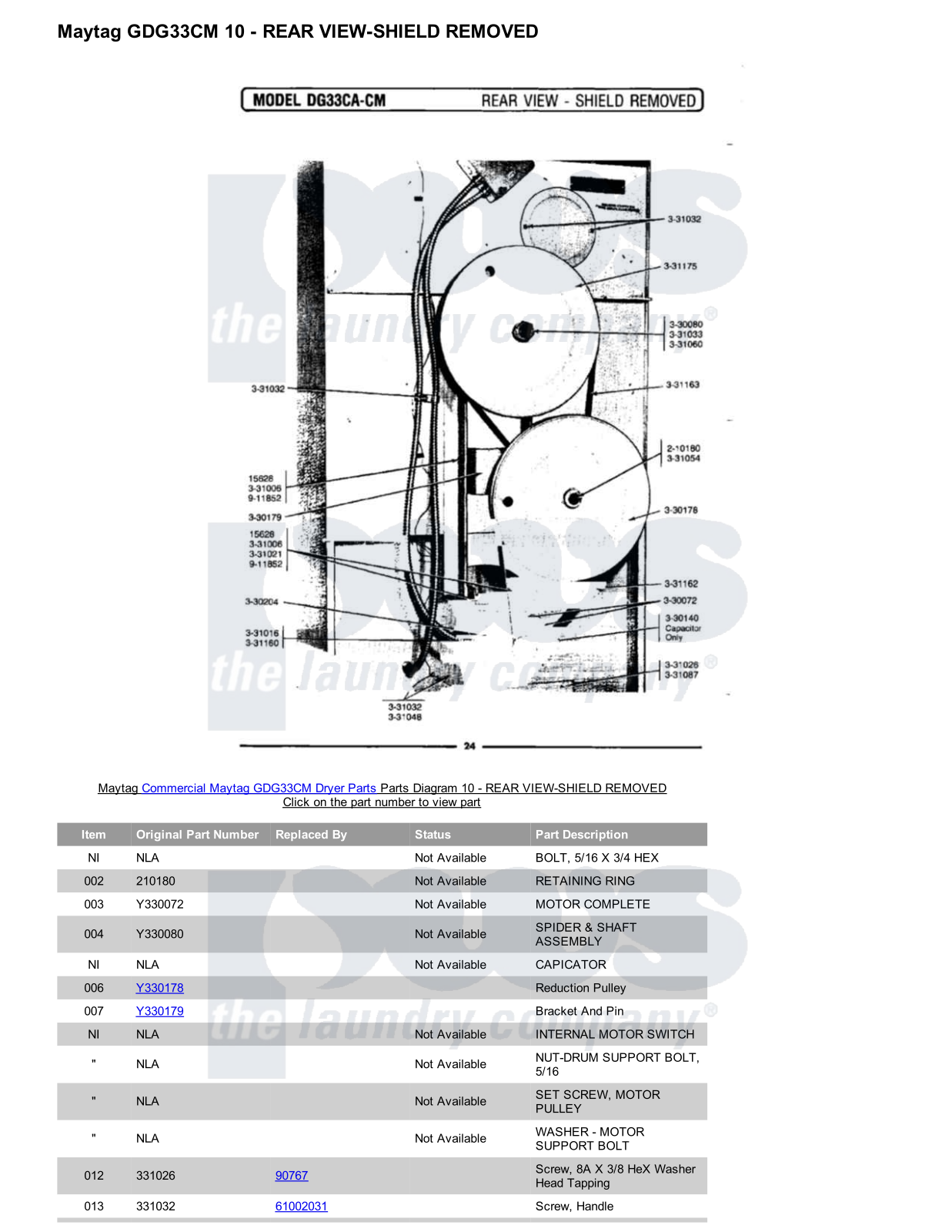 Maytag GDG33CM Parts Diagram