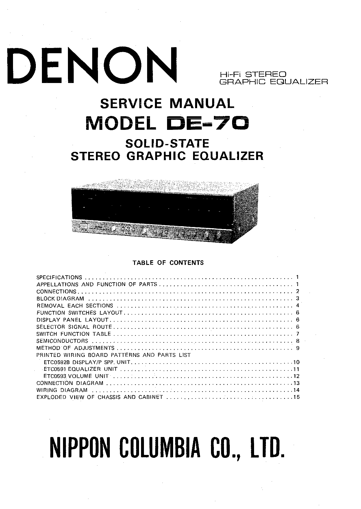 Denon DE-70 Service Manual