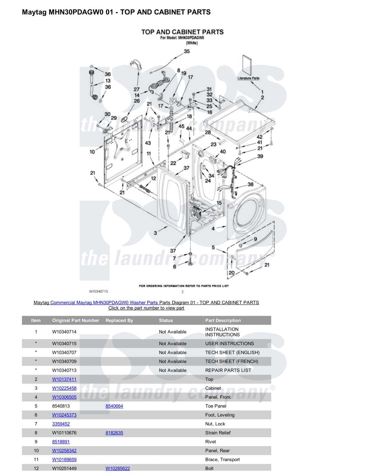 Maytag MHN30PDAGW0 Parts Diagram