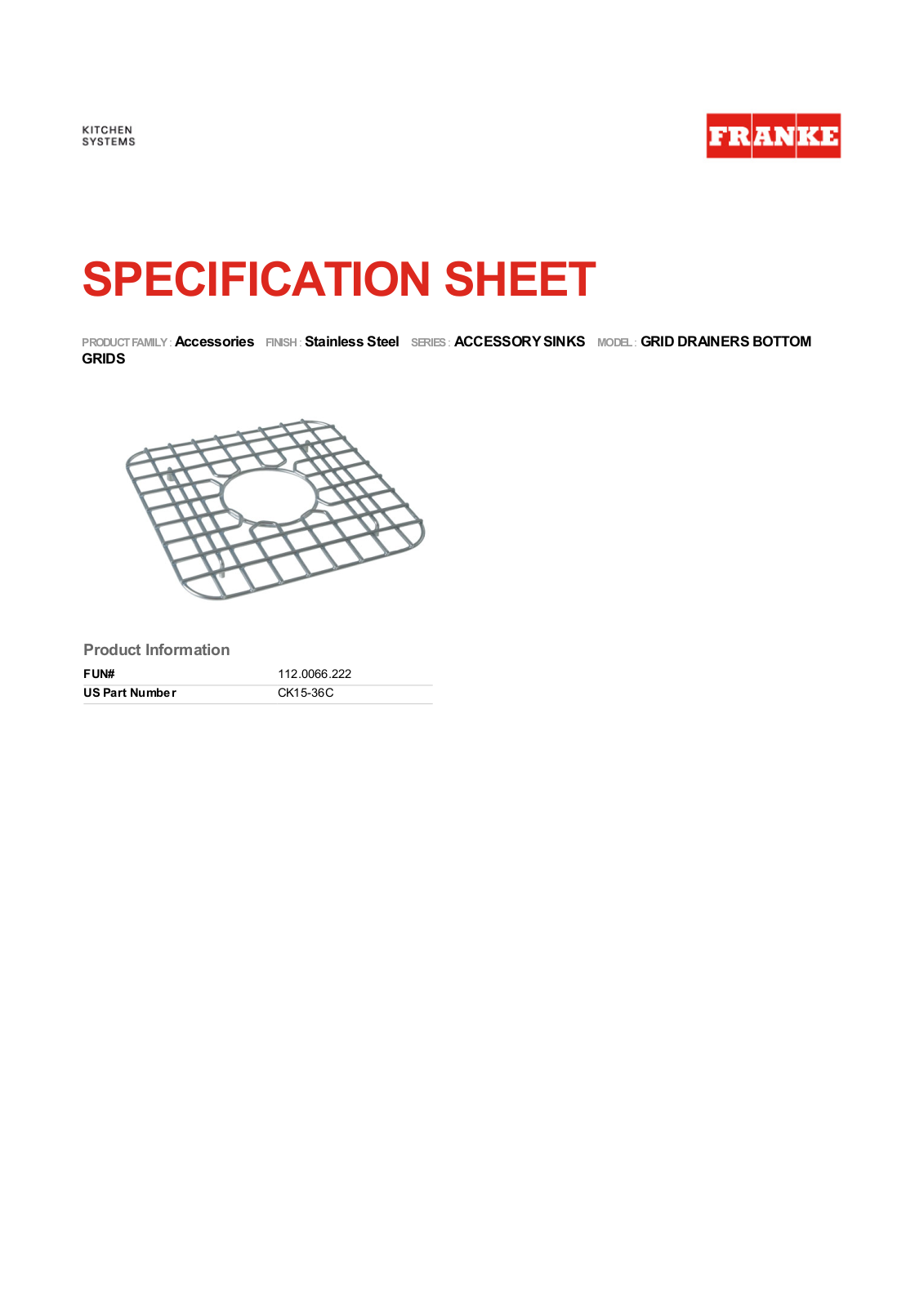 Franke FKX1047 Specifications - ManualMachine.com