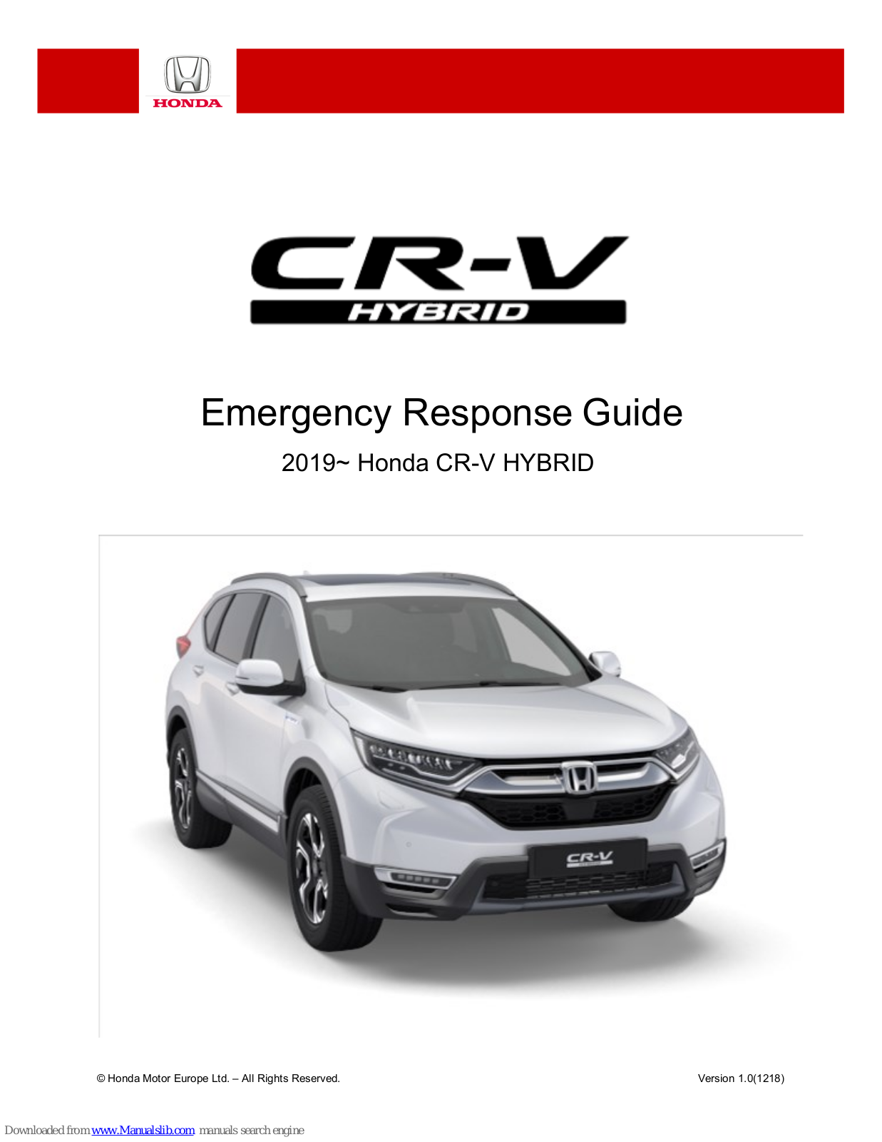 Honda CR-V Hybrid (2019) Emergency Response Manual