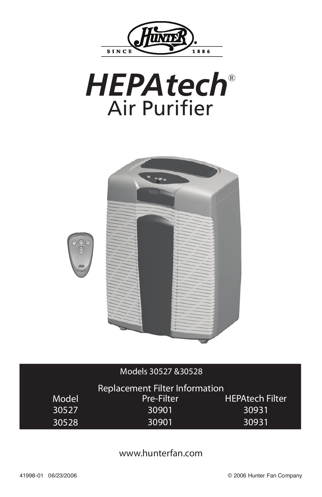 Hunter Fan 30527, 30528 User Manual