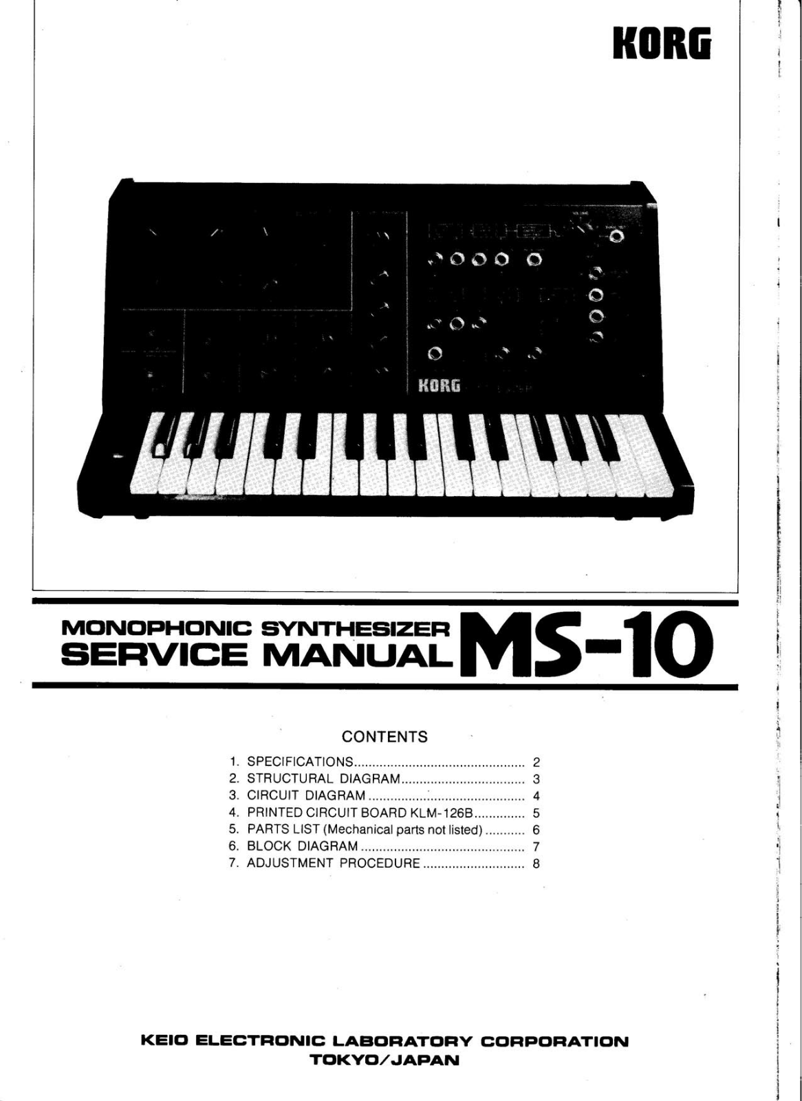 Korg MS-10 SERVICE MANUAL