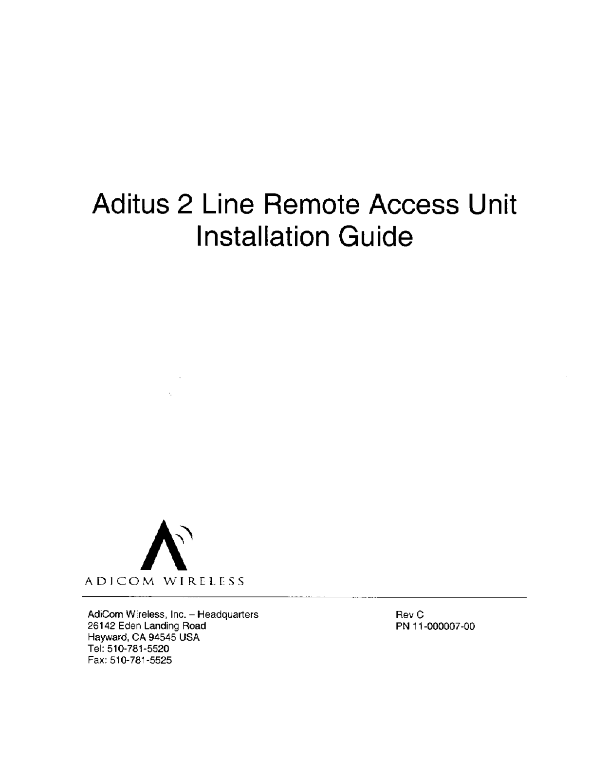 Adicom Wireless RAU2 PCS User Manual