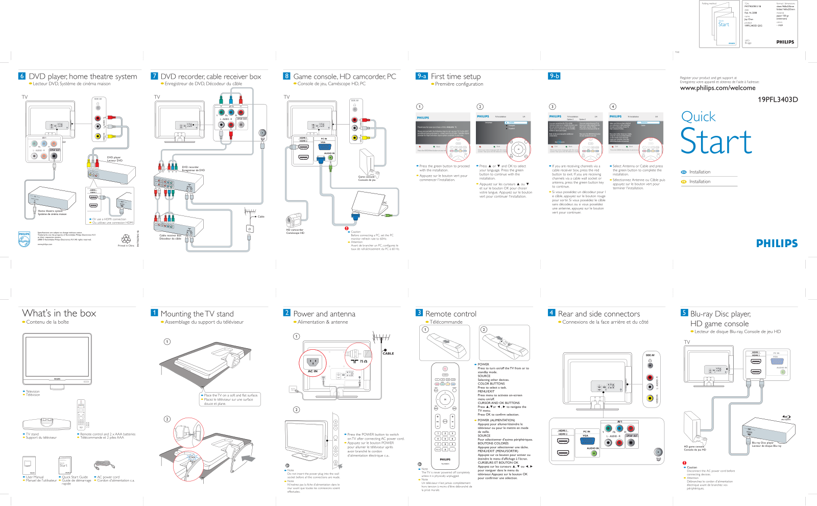 Philips 19PFL3403D/F7, 19PFL3403D/27 Quick Start Guide