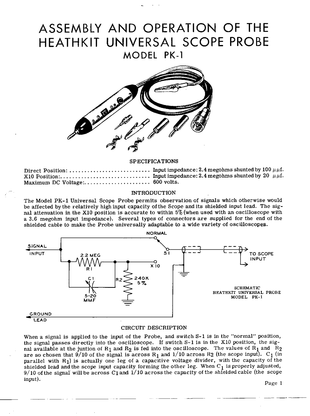 Heath Company PK-1 Schematic