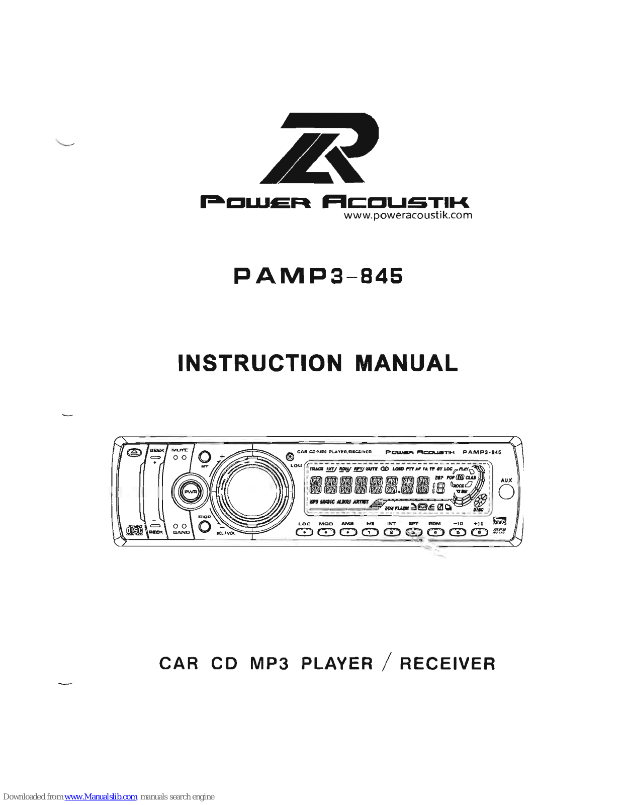 Power Acoustik PAMP3-845 Instruction Manual