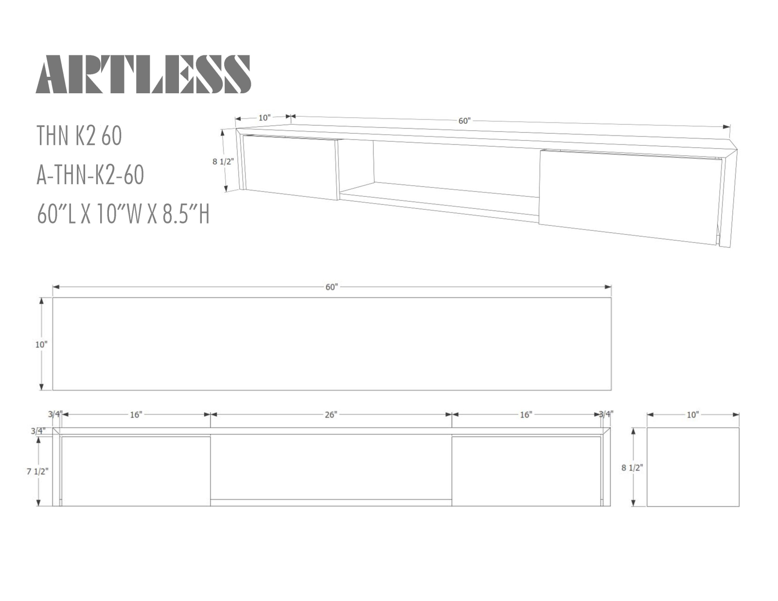 ARTLESS LYS10009 Dimensions - ManualMachine.com