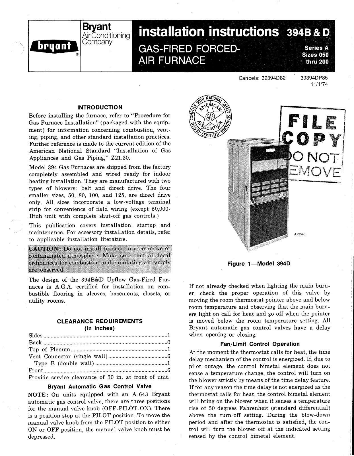 Bryant 394D User Manual