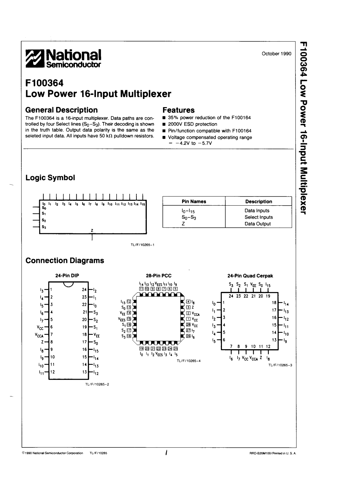 NSC 100364QMQB, 100364FMQB, 100364FCQR, 100364DCQR Datasheet