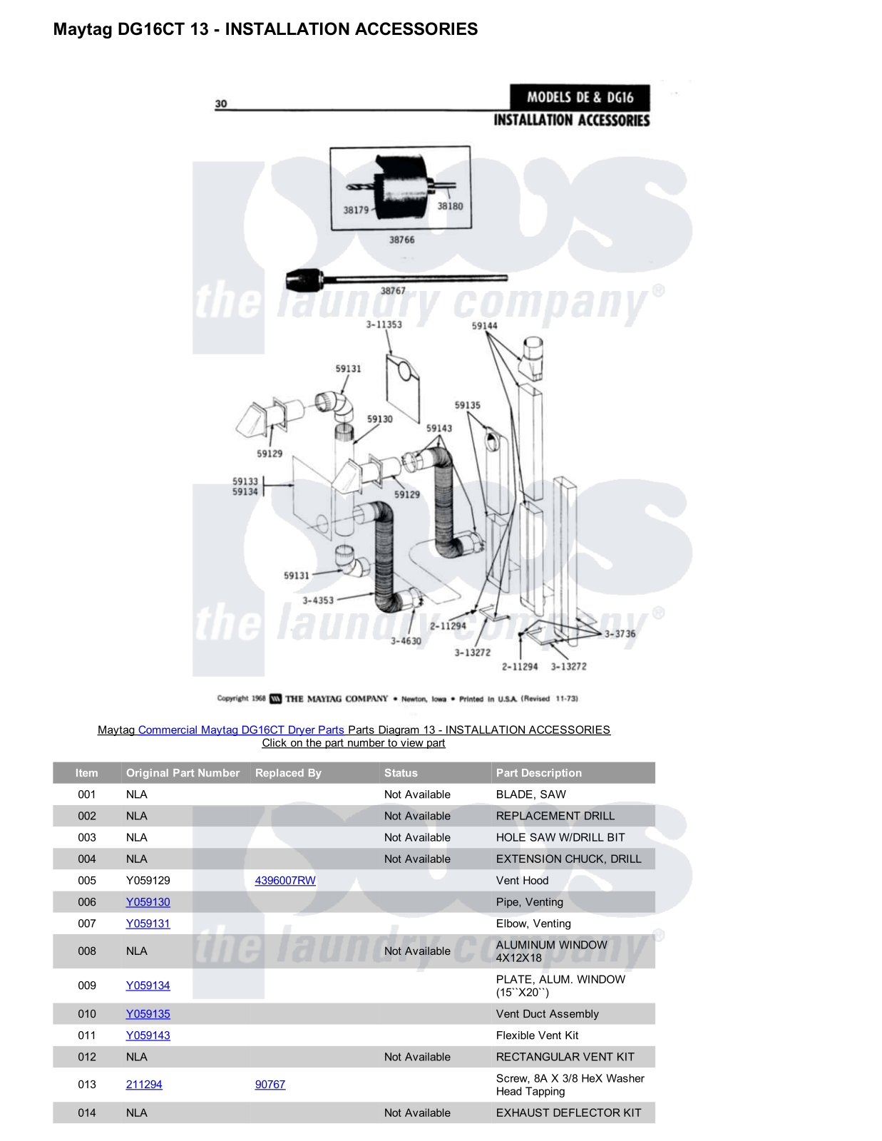 Maytag DG16CT Parts Diagram