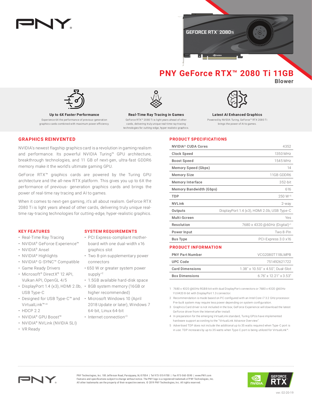 PNY VCG2080T11BLPPB Product Data Sheet