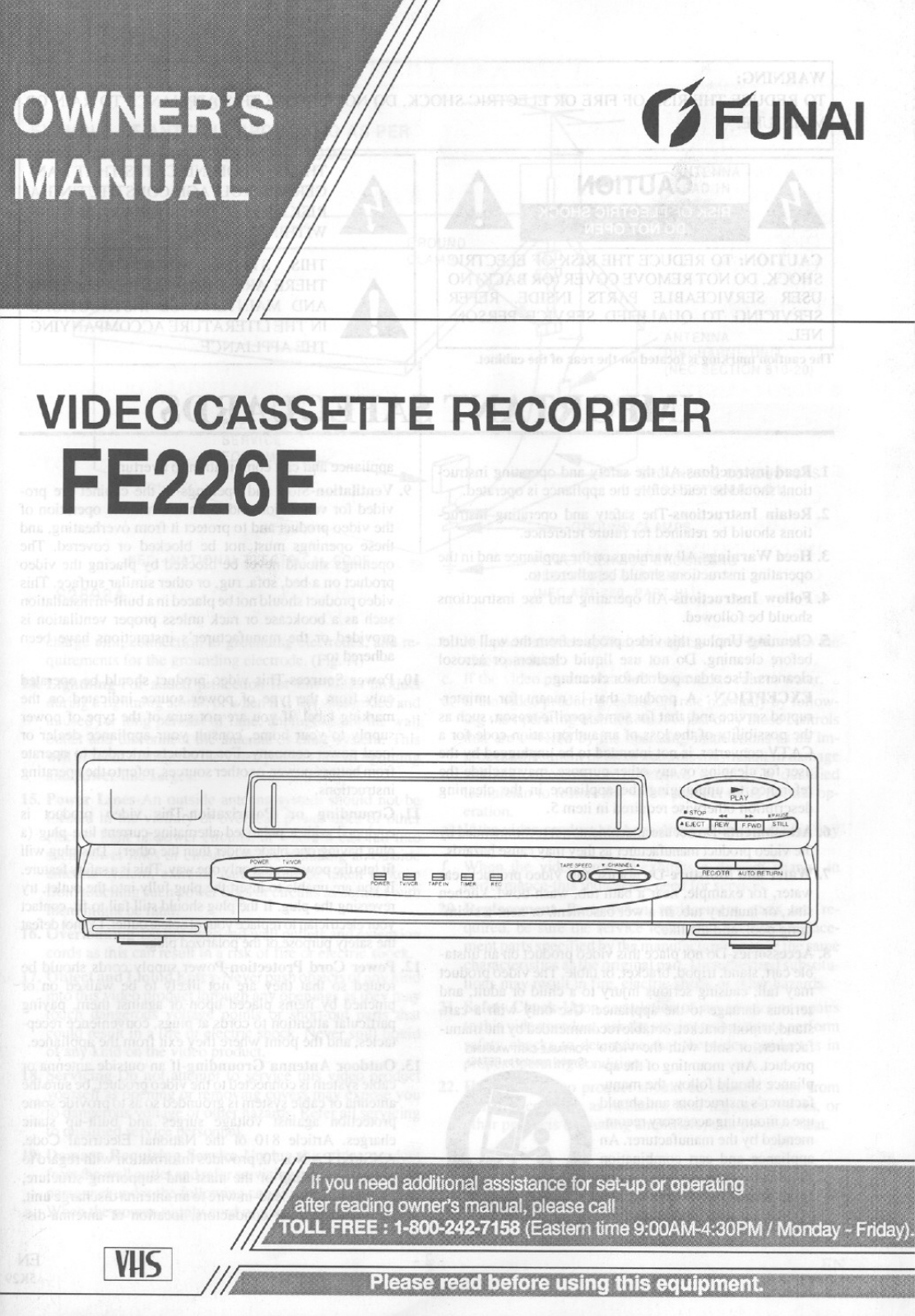 FUNAI FE226E User Manual