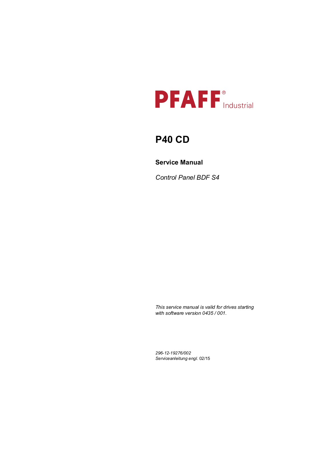 Pfaff P40 CD Service Manual