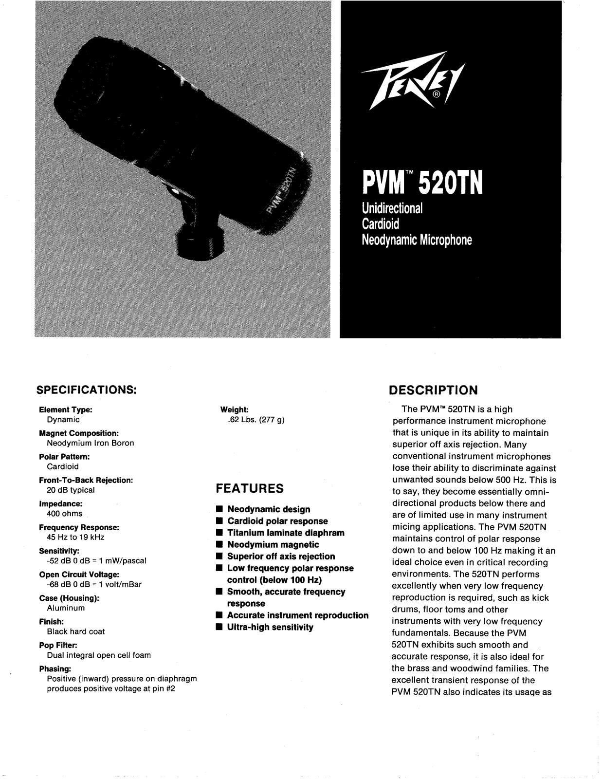 Peavey PVM 520TN User Manual