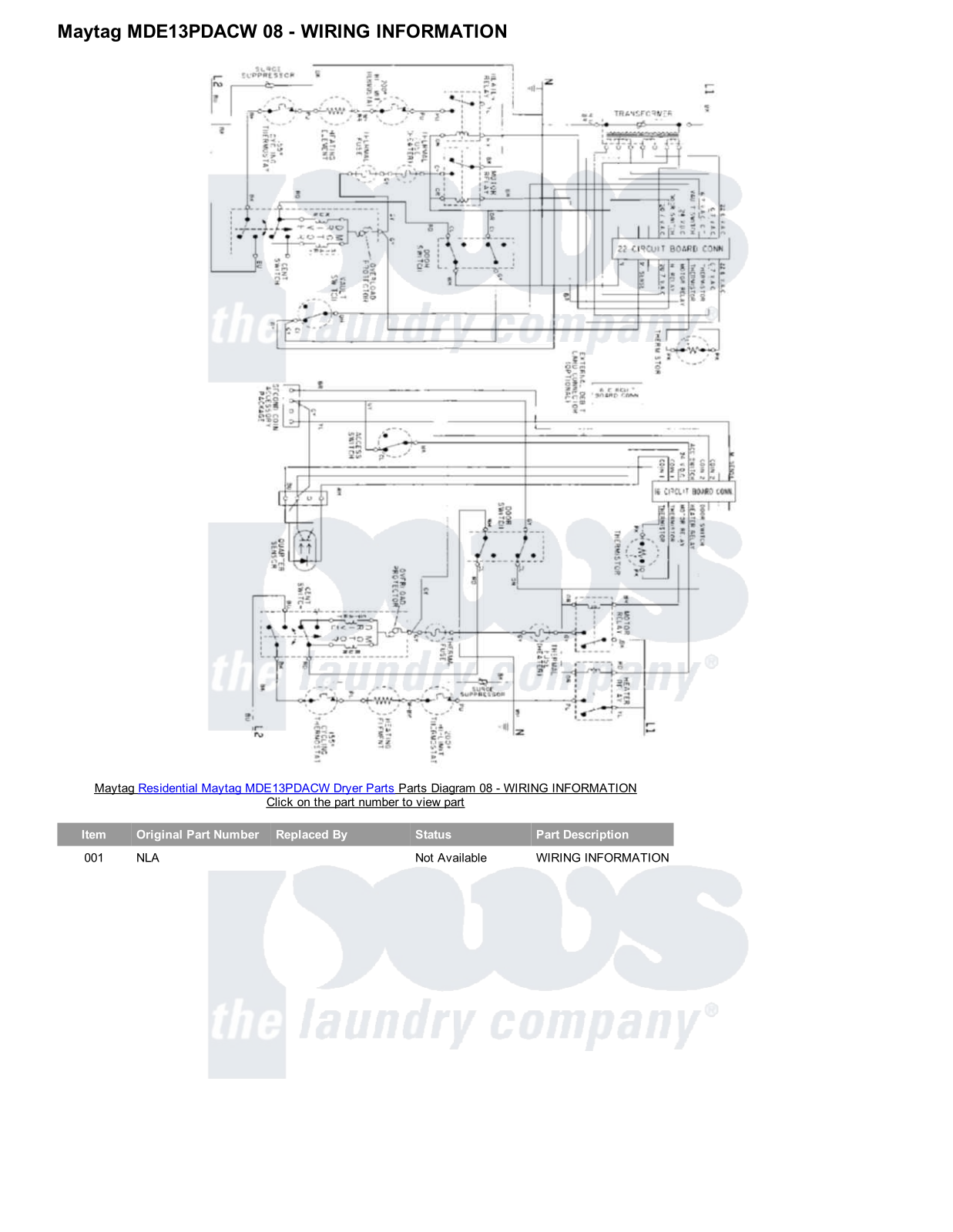 Maytag MDE13PDACW Parts Diagram