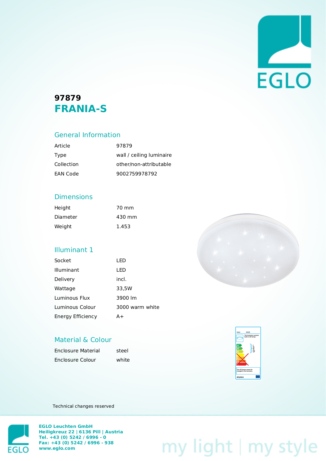 Eglo 97879 Service Manual