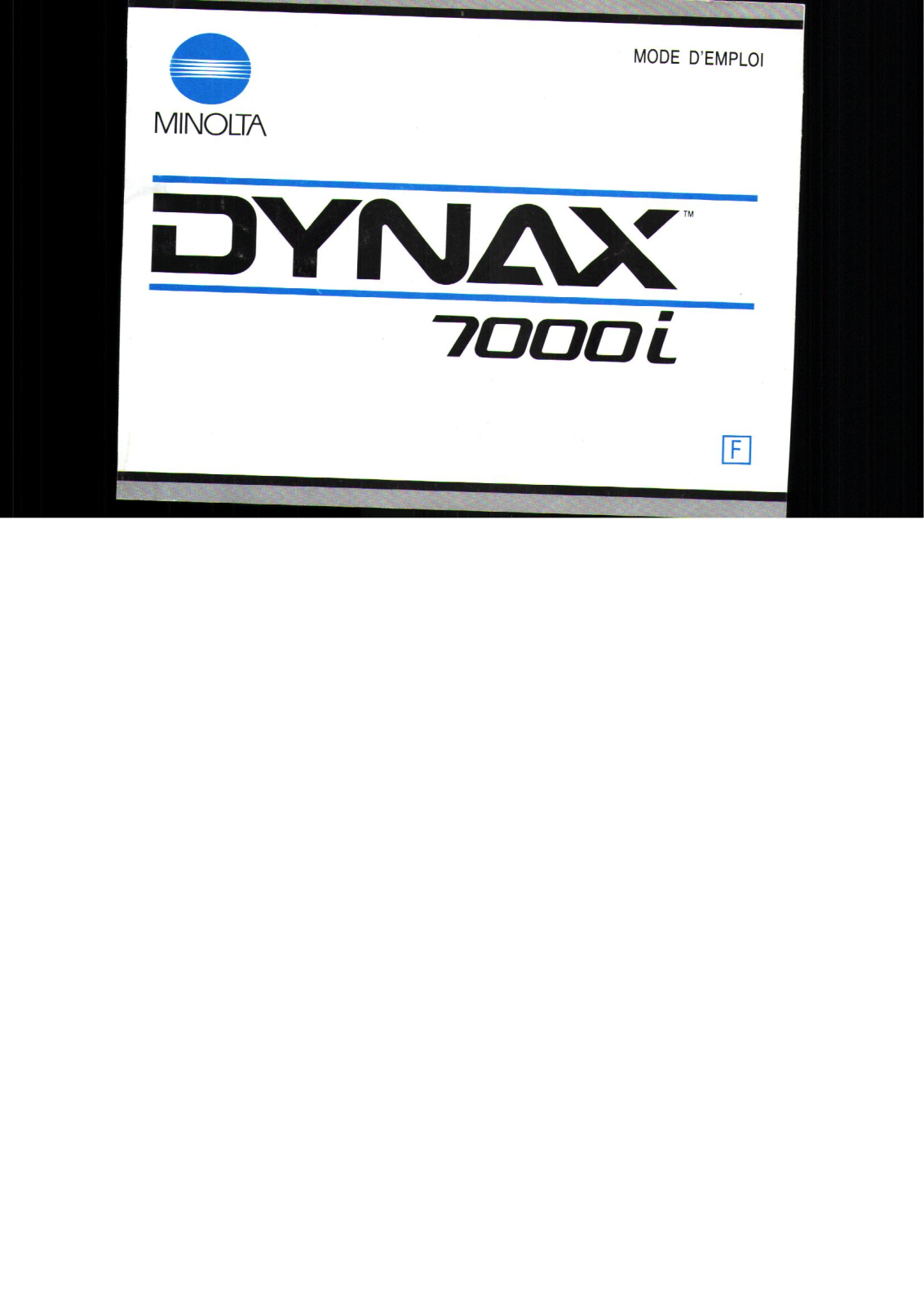 MINOLTA Dynax 7000i User Manual