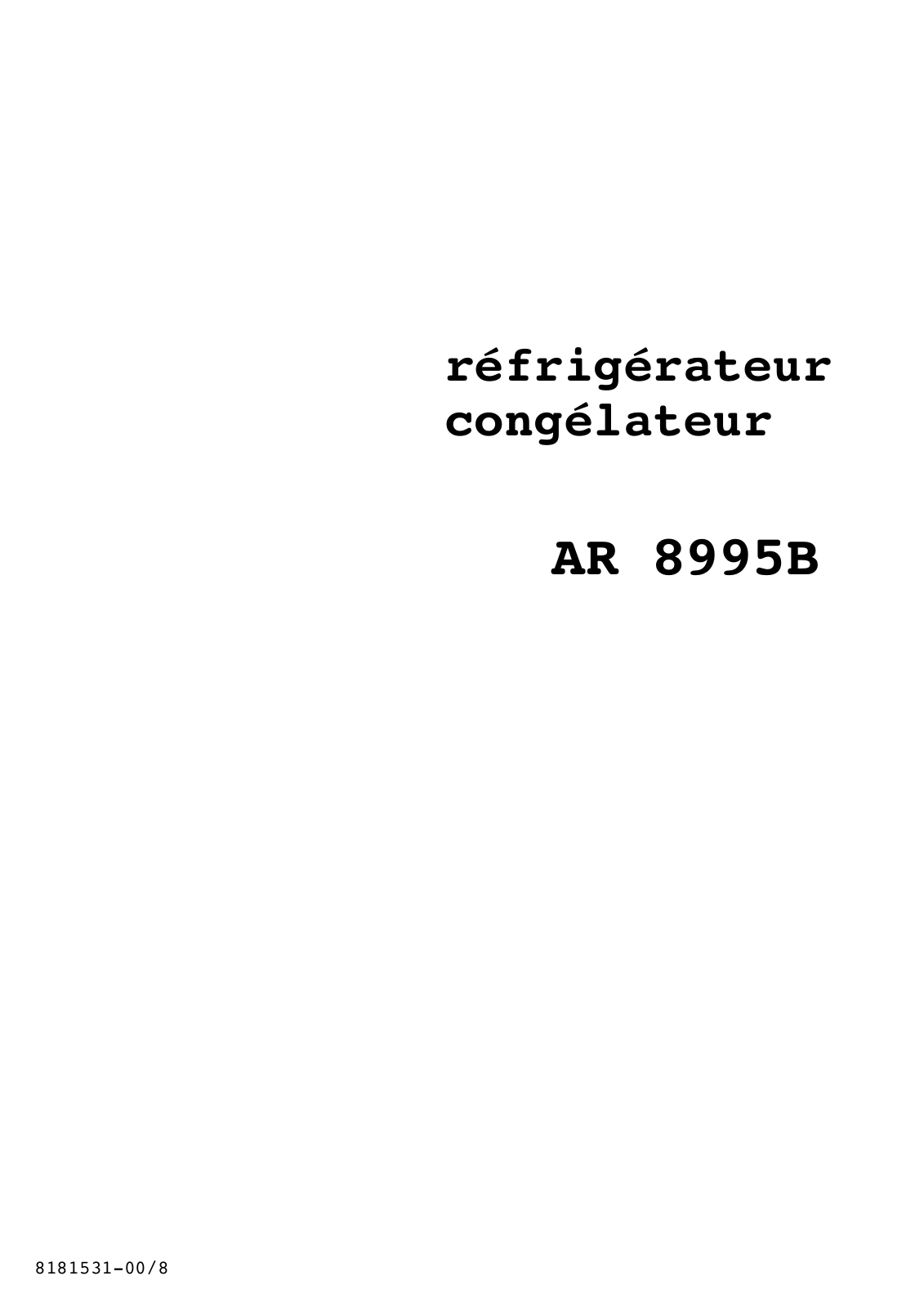 Arthur martin AR8995B User Manual