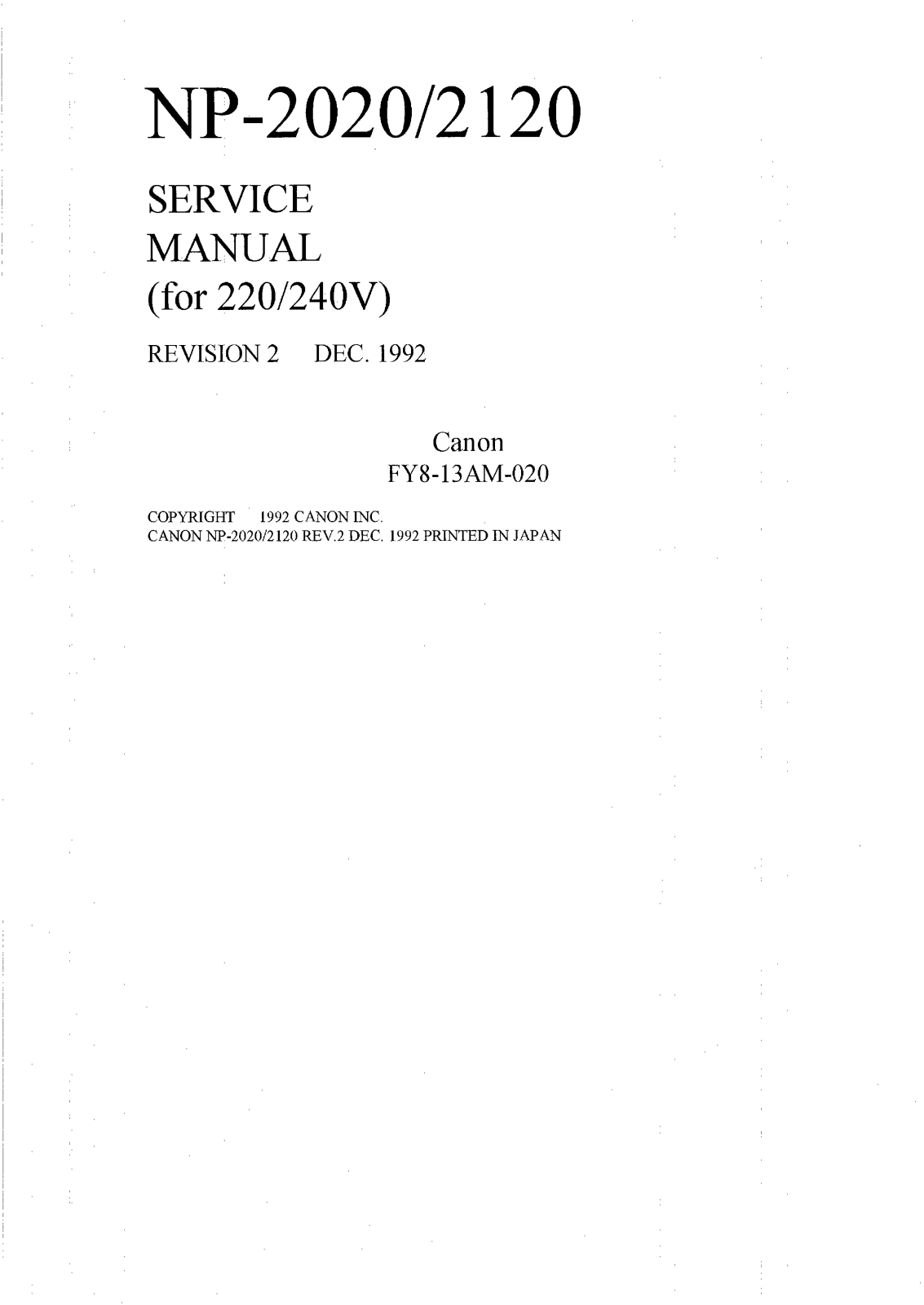 Canon Np2020 Service Manual