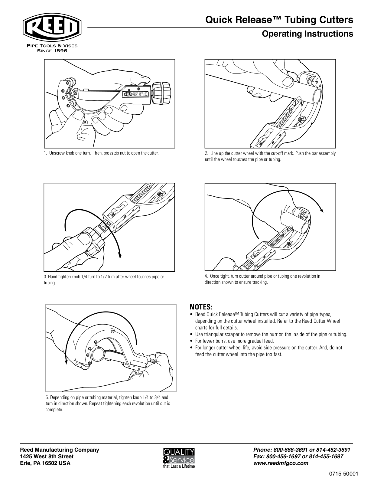 Reed TC1.6Q, TC1Q, TC2QP, TC4QPVC Owners/User Manual - ManualMachine.com