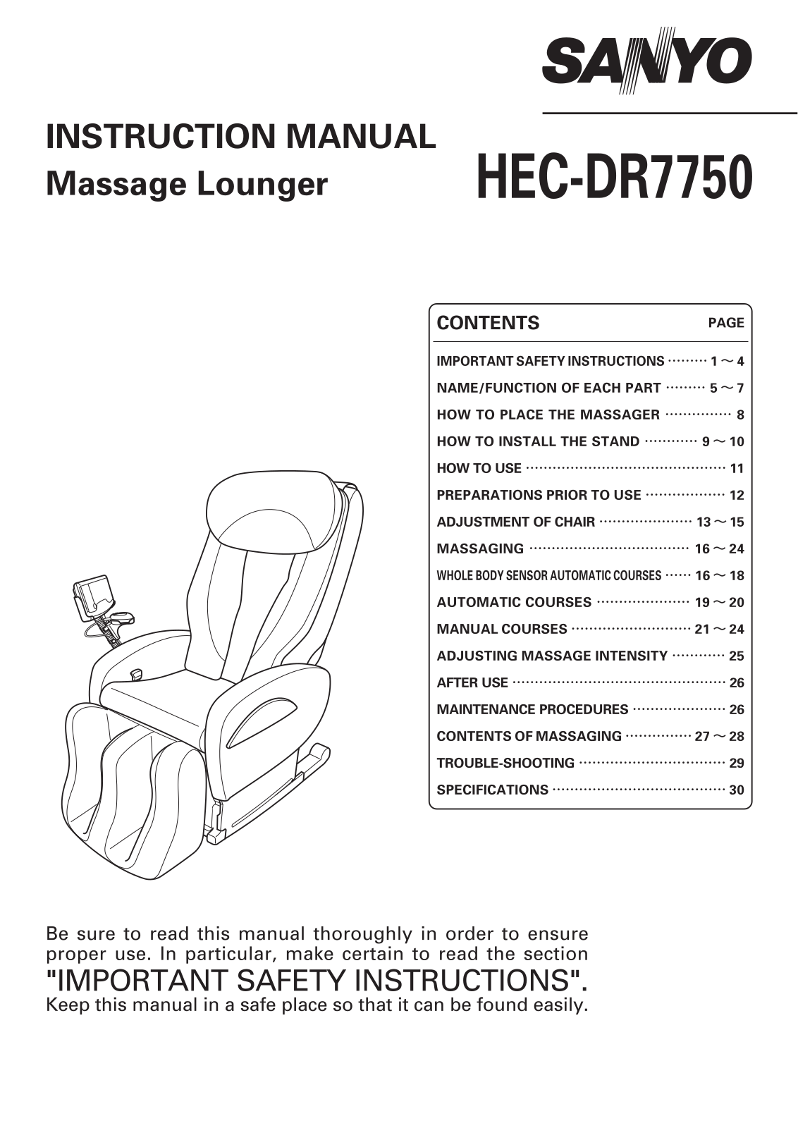 Sanyo HEC-DR7750 User Manual