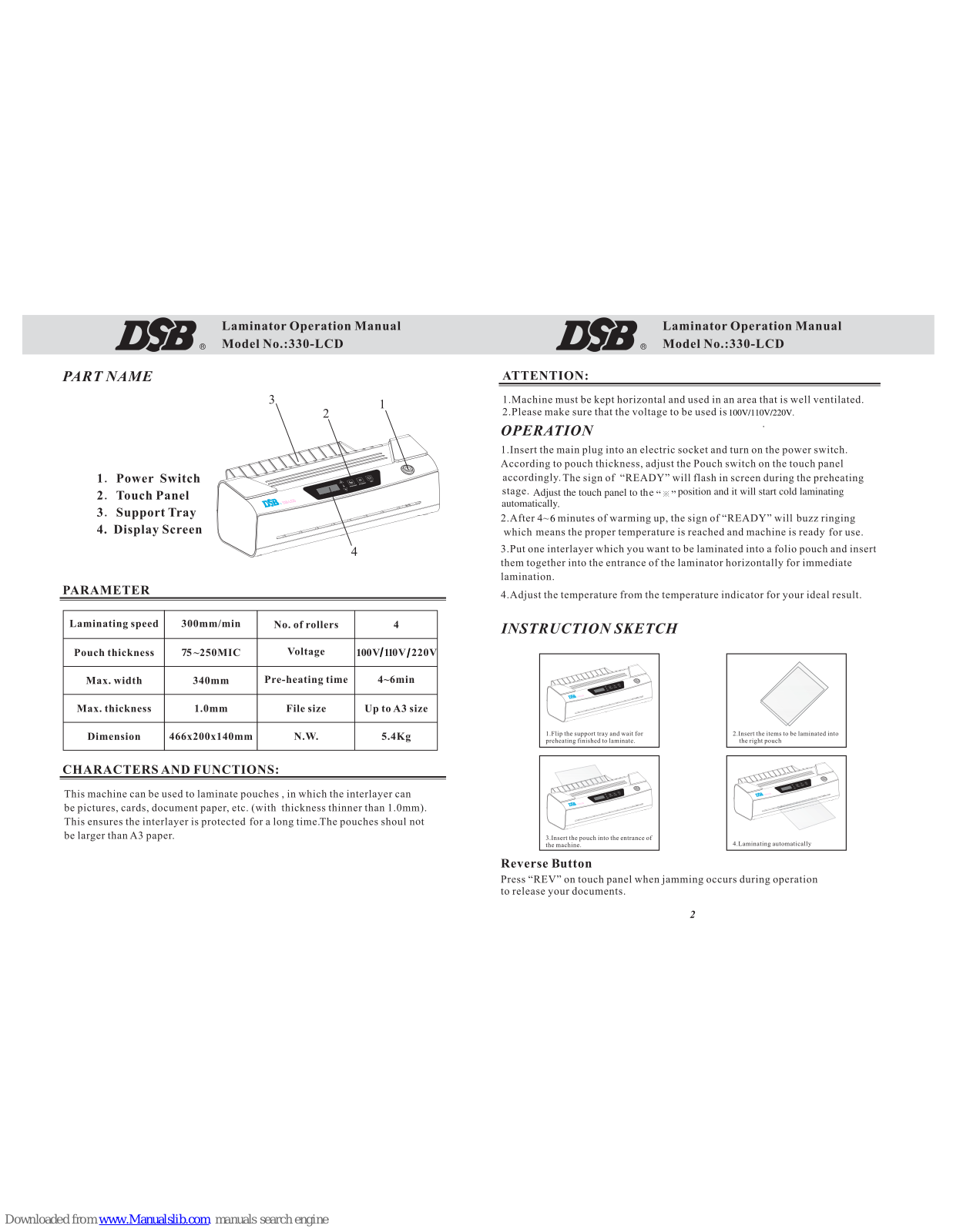 DSB 330-LCD Operation Manuals