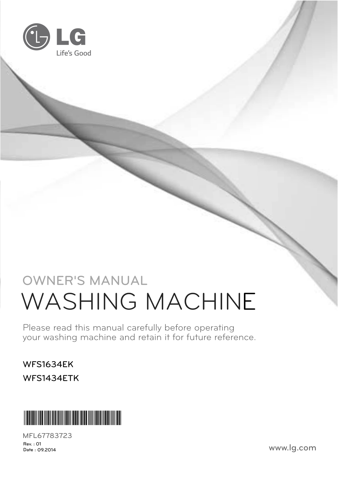 LG WFS1434ETK Owner's manual