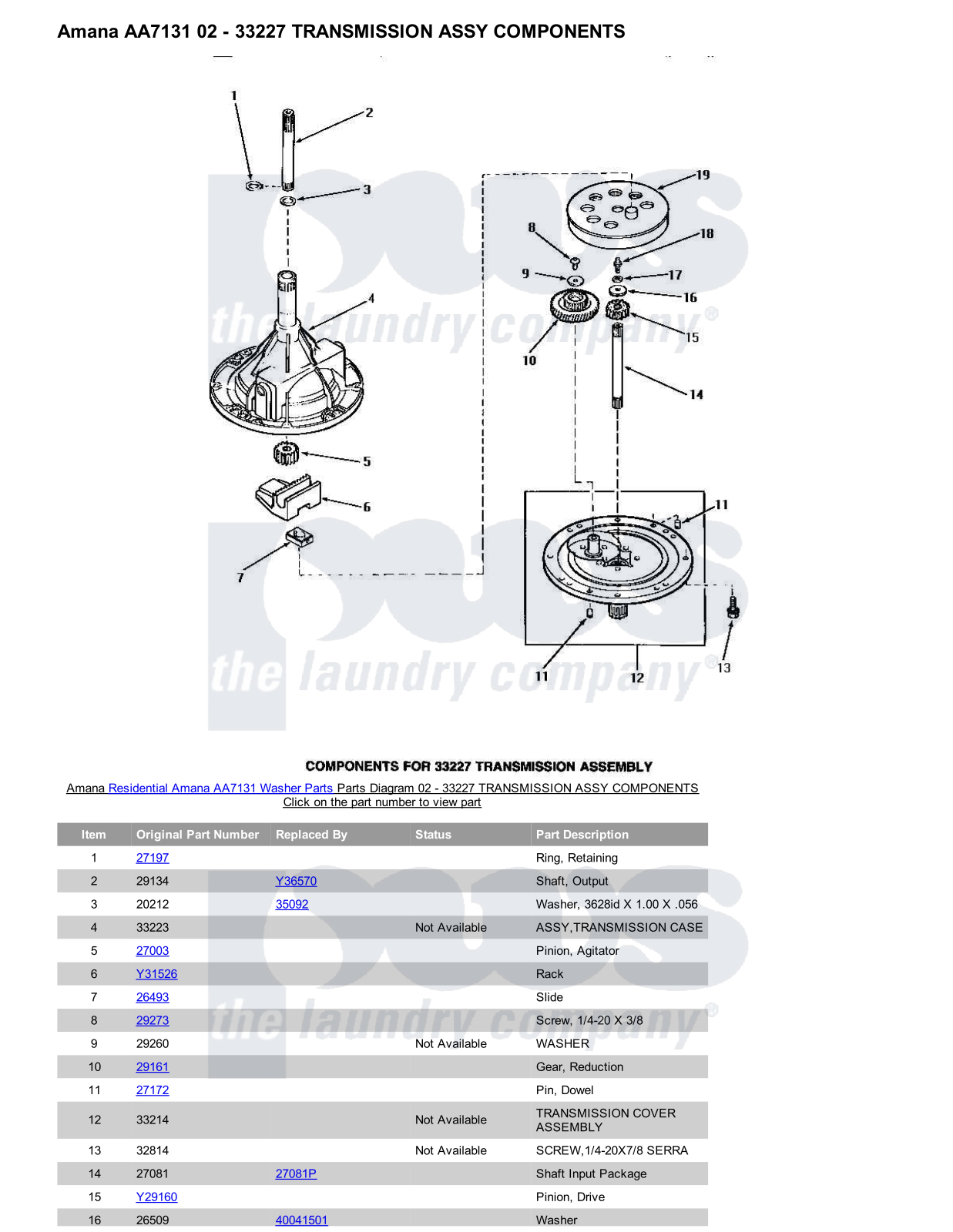 Amana AA7131 Parts Diagram