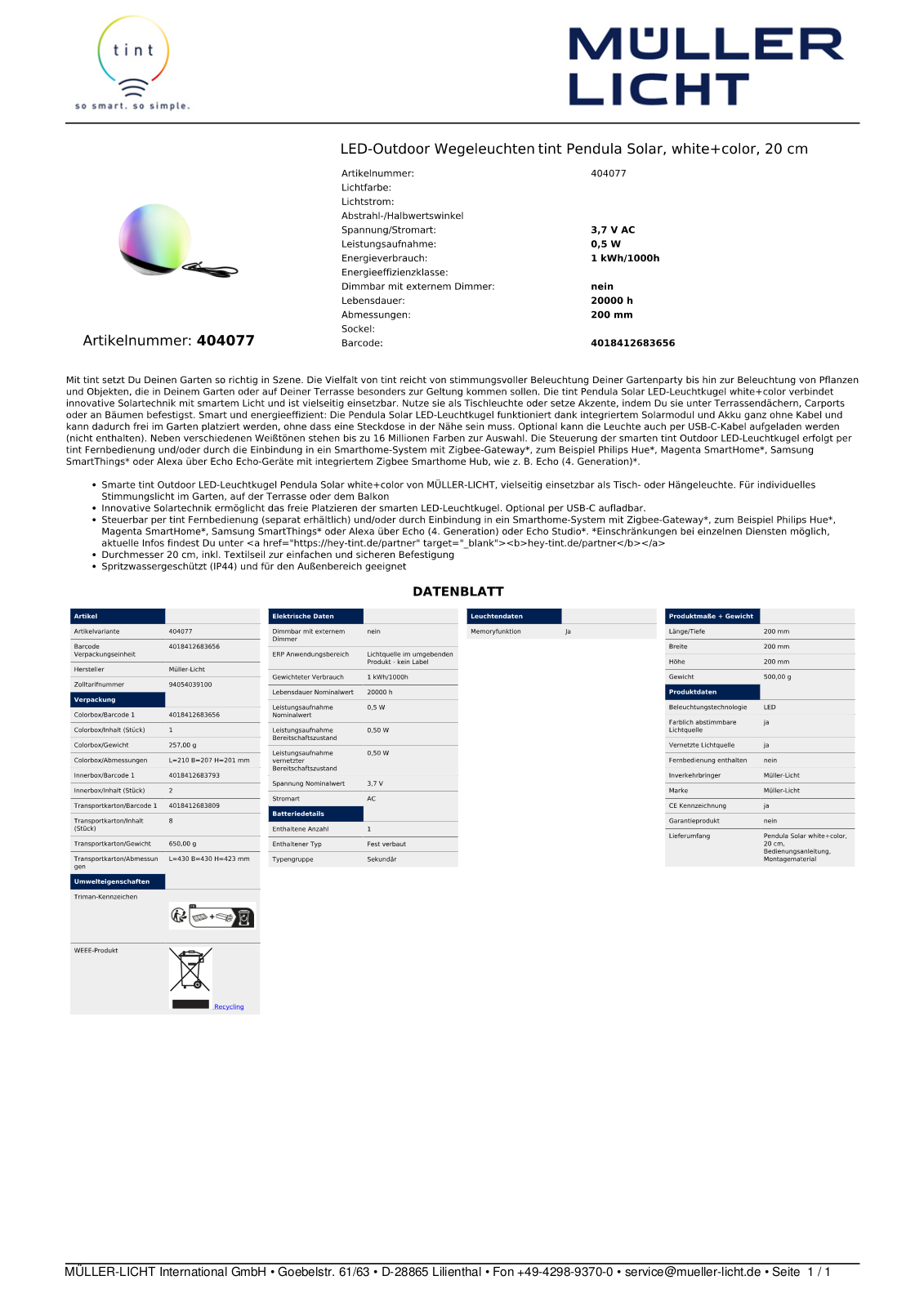 TINT MLI 404077 Datasheet - ManualMachine.com