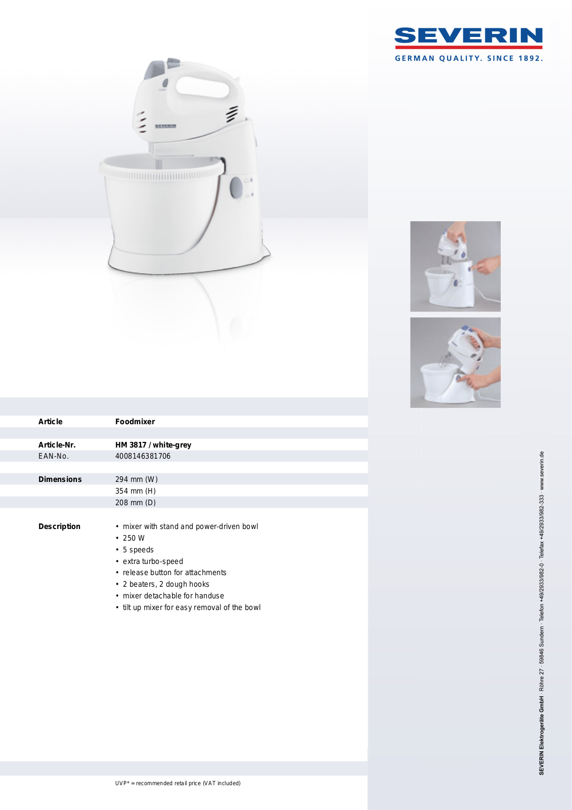 Severin HM 3817 User Manual