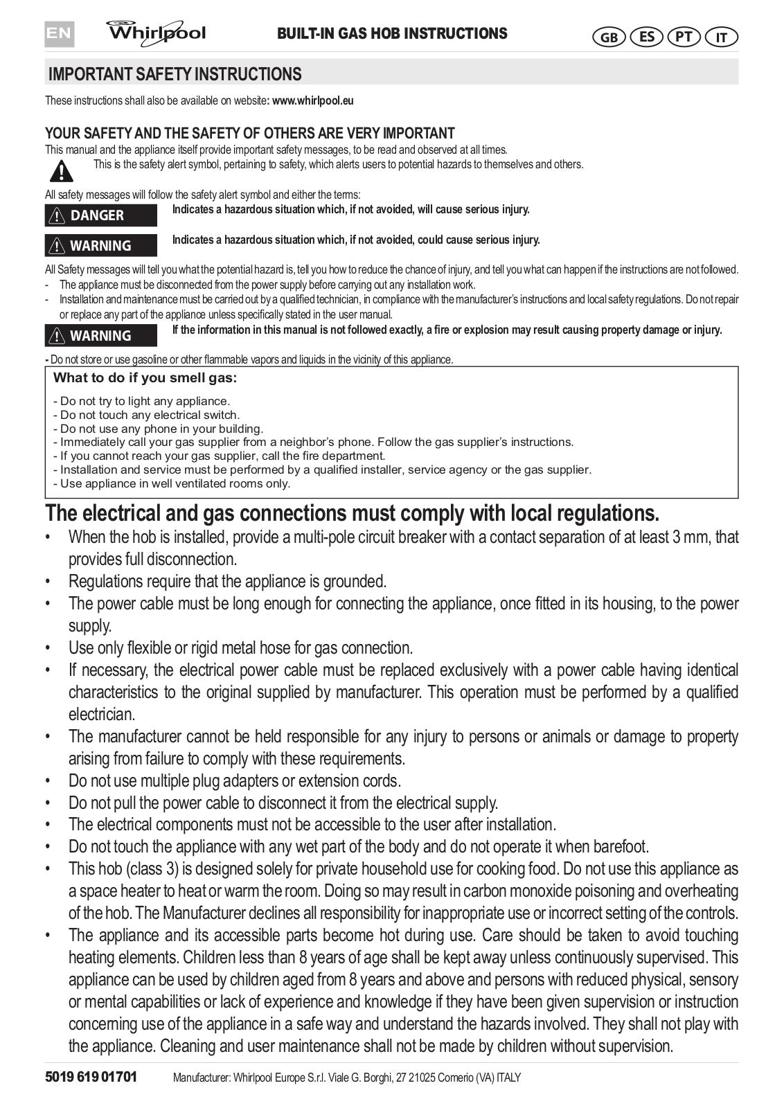 WHIRLPOOL AKT 8330/LX User Manual