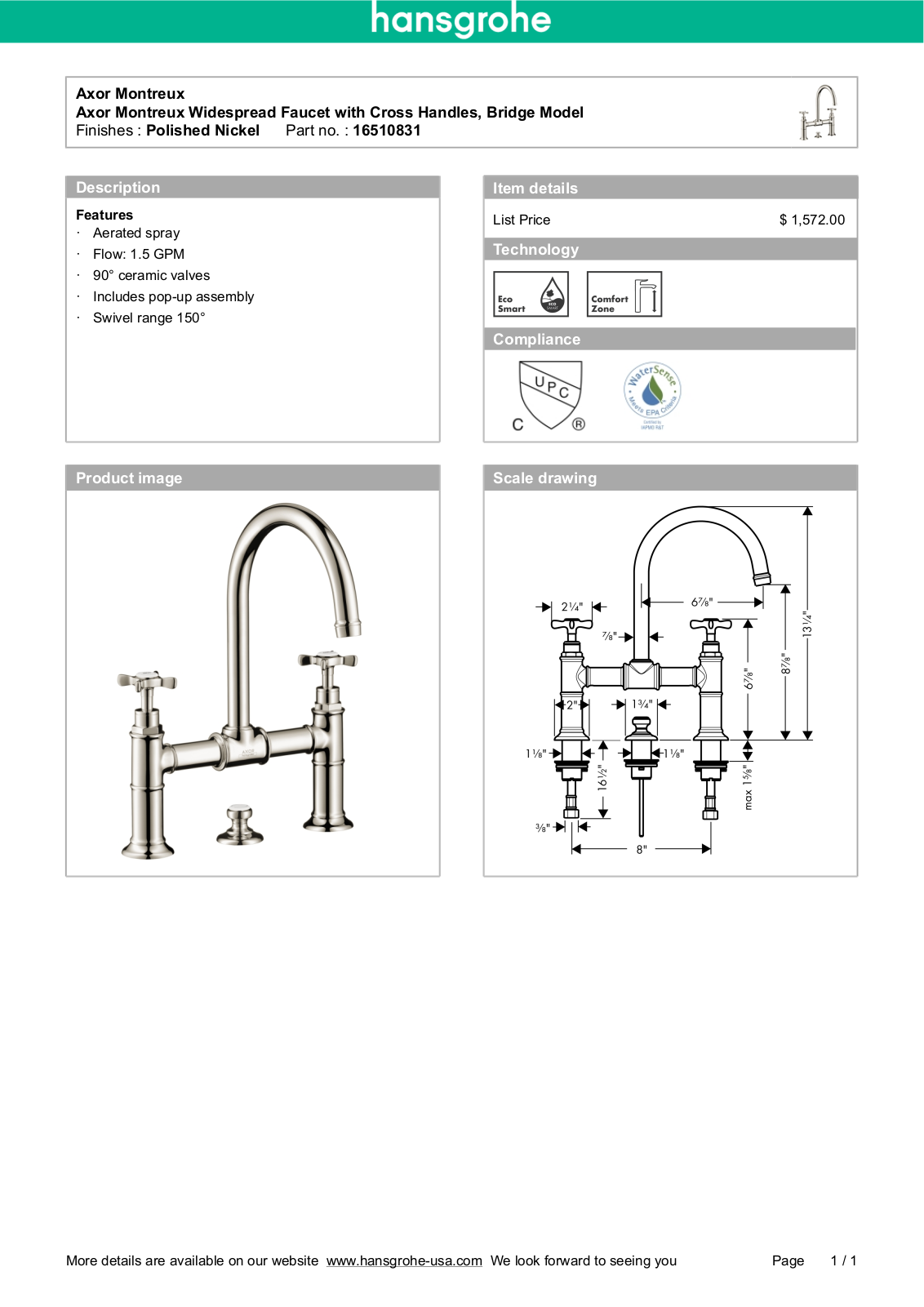 Axor HAN3460 Specifications - ManualMachine.com