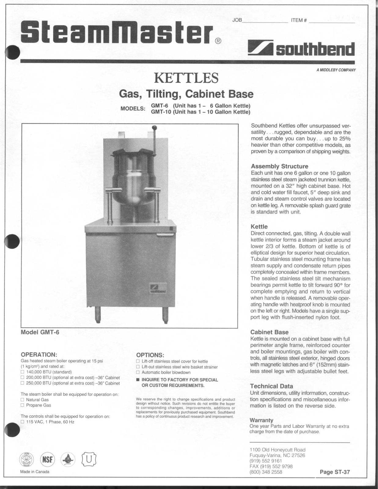 Southbend GMT-6, GMT-10 General Manual