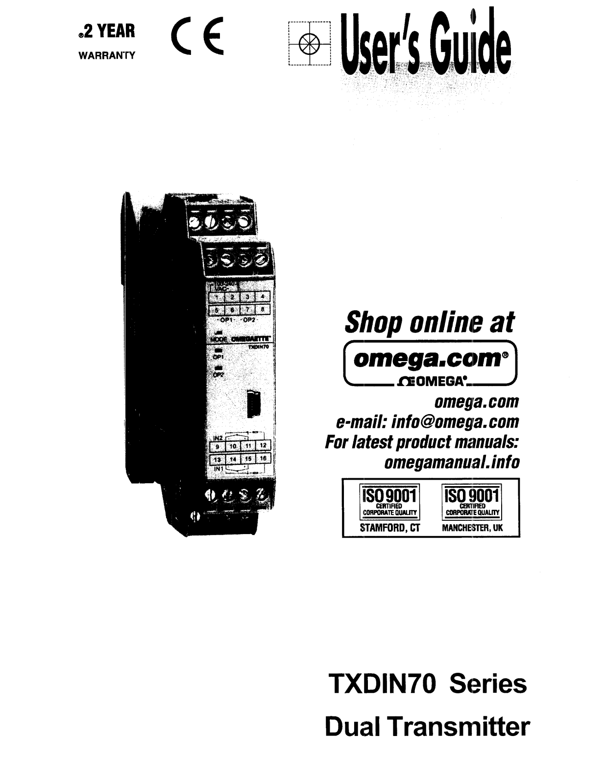 Omega Products TXDIN70-DISPLAY Installation  Manual