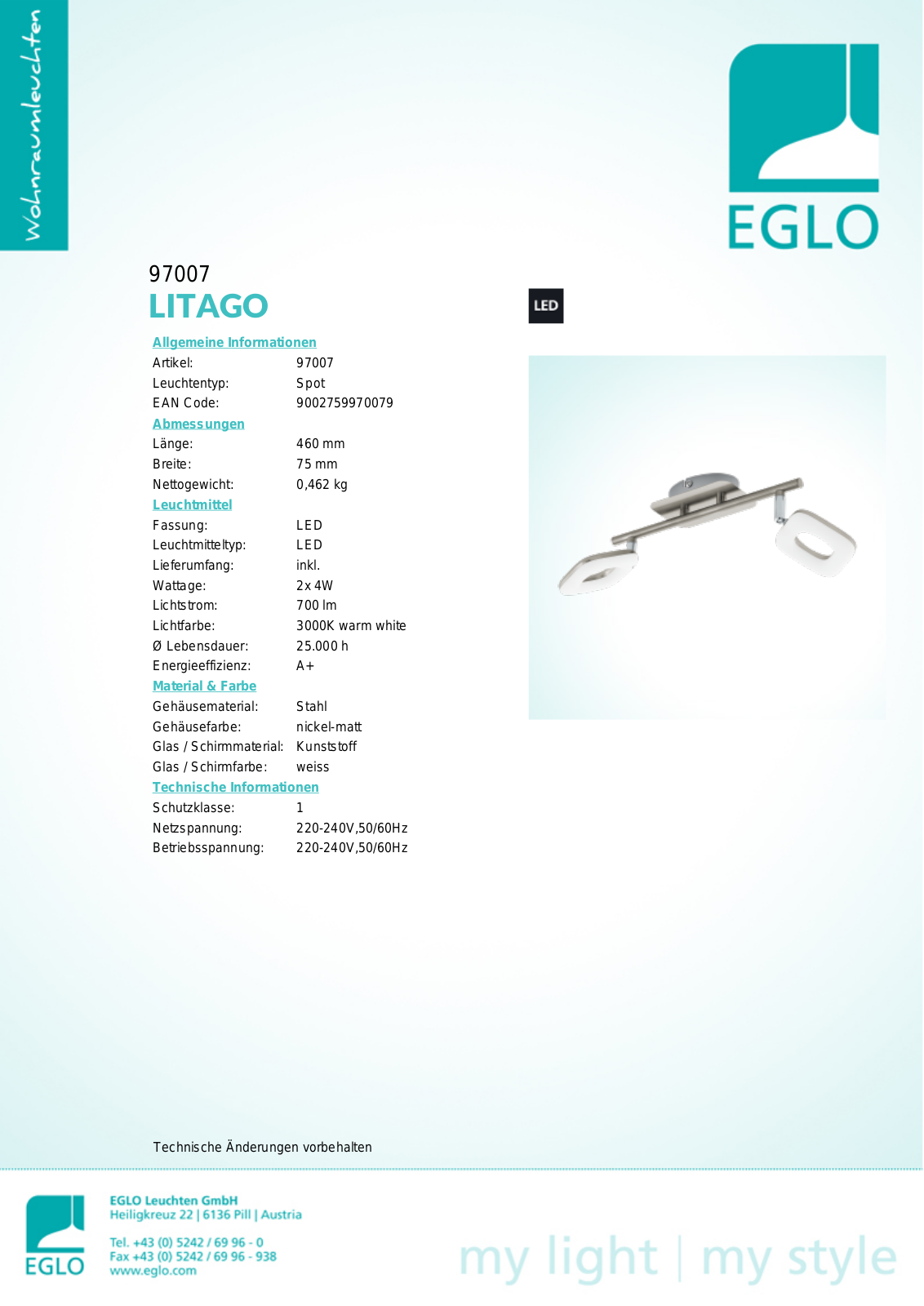 Eglo 97007 Service Manual