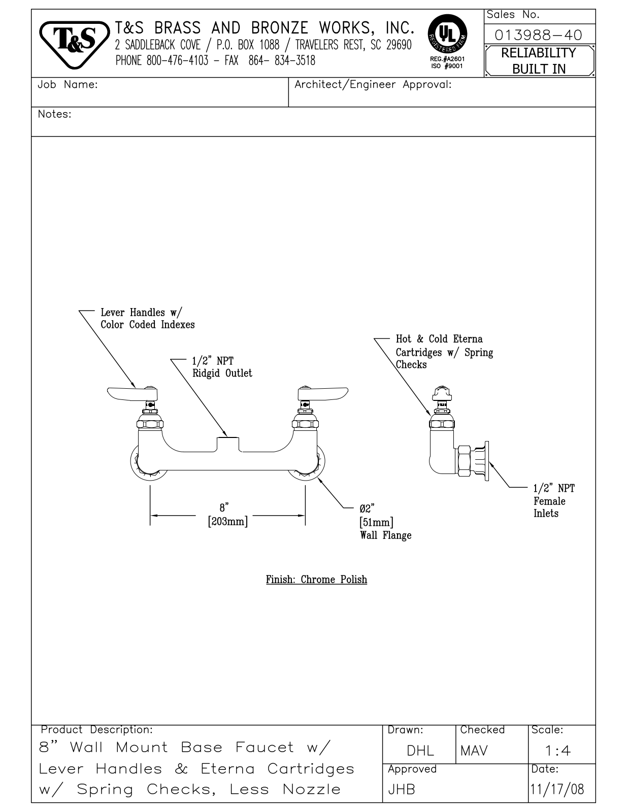 T&S Brass 013988-40 User Manual