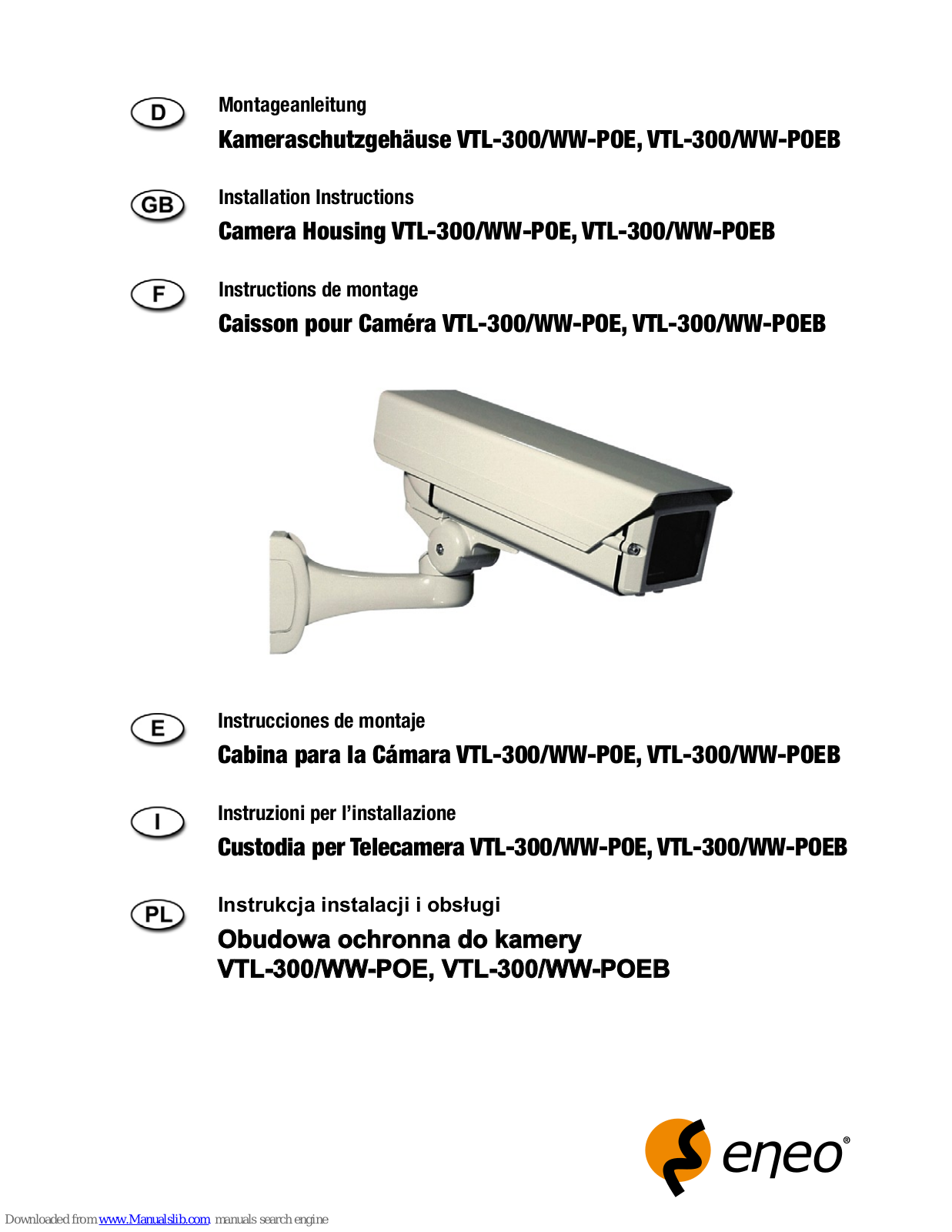 Eneo VTL-300/WW-POE, TL-300/WW-POEB Installation Instructions Manual