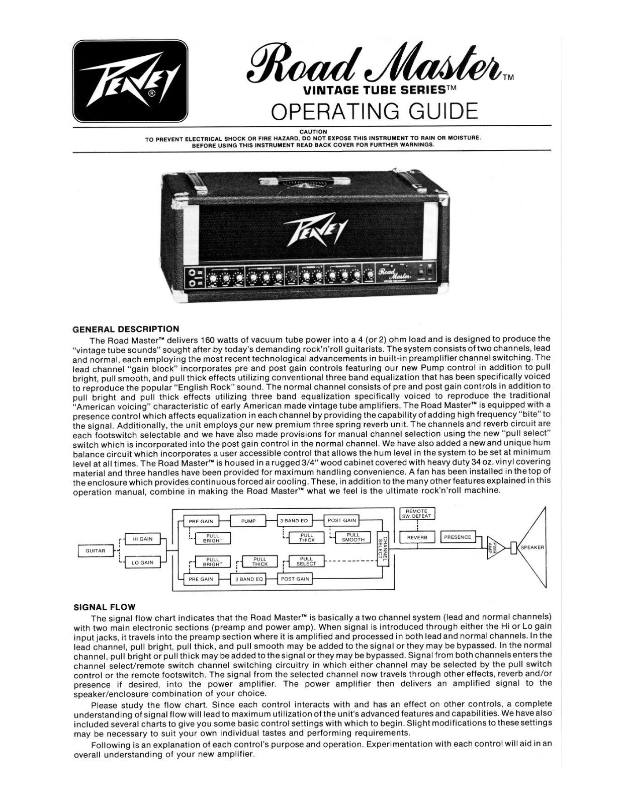 Peavey ROAD MASTER Operating guide