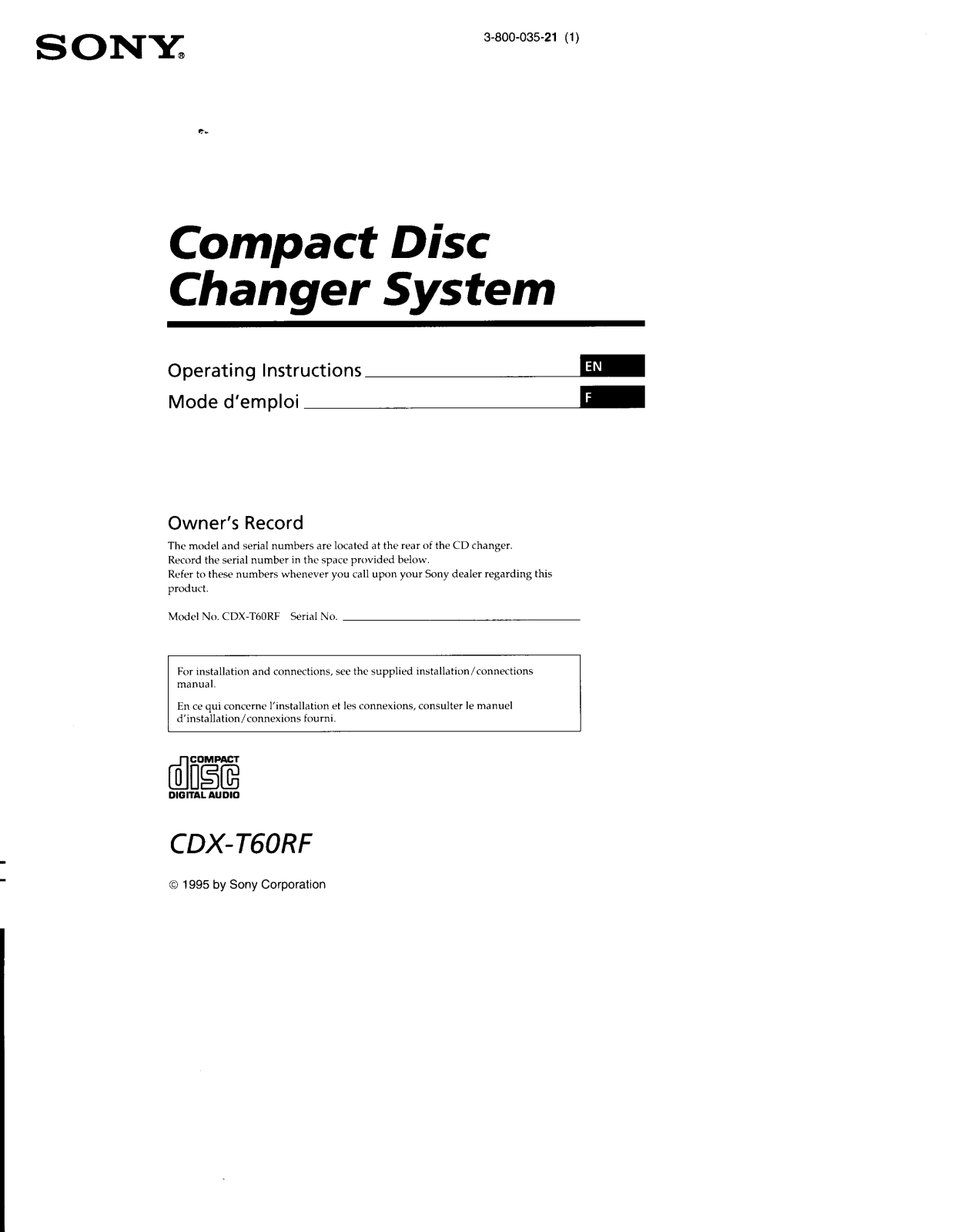 Sony CD-XT60RF User Manual