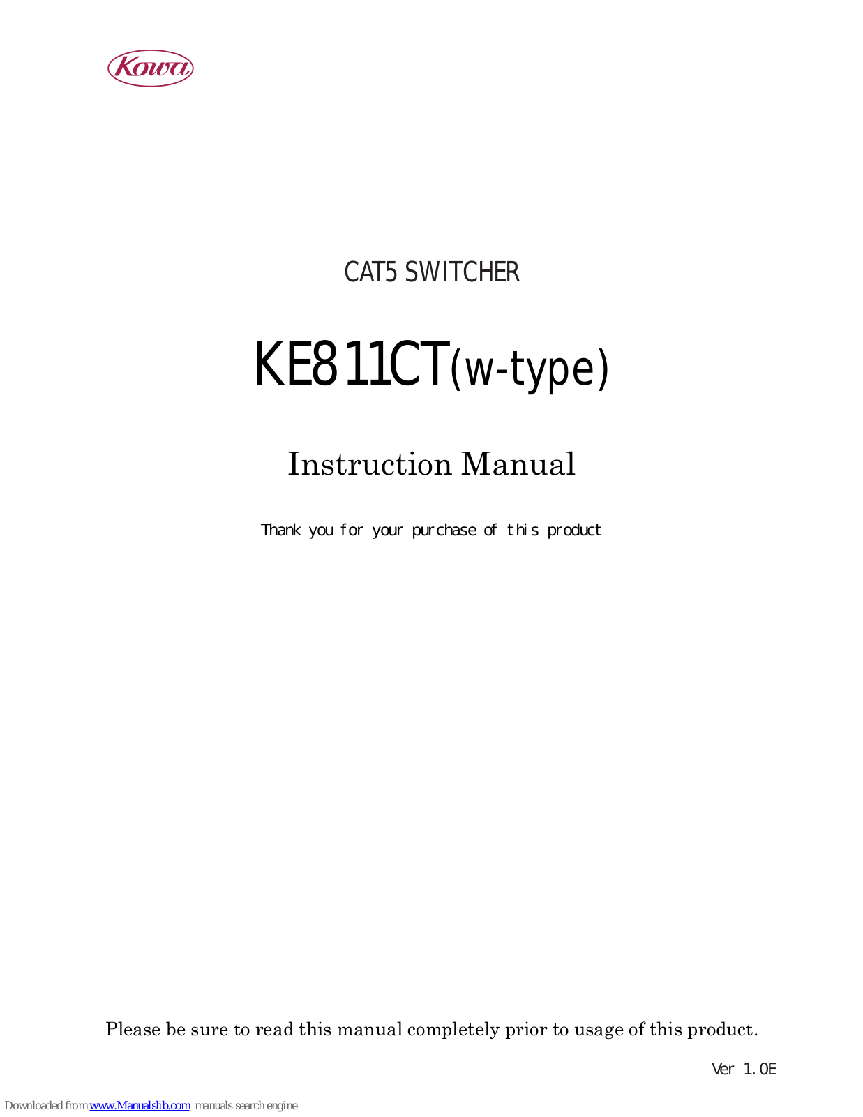 Kowa KE811CT(w-type), KE811CT Instruction Manual