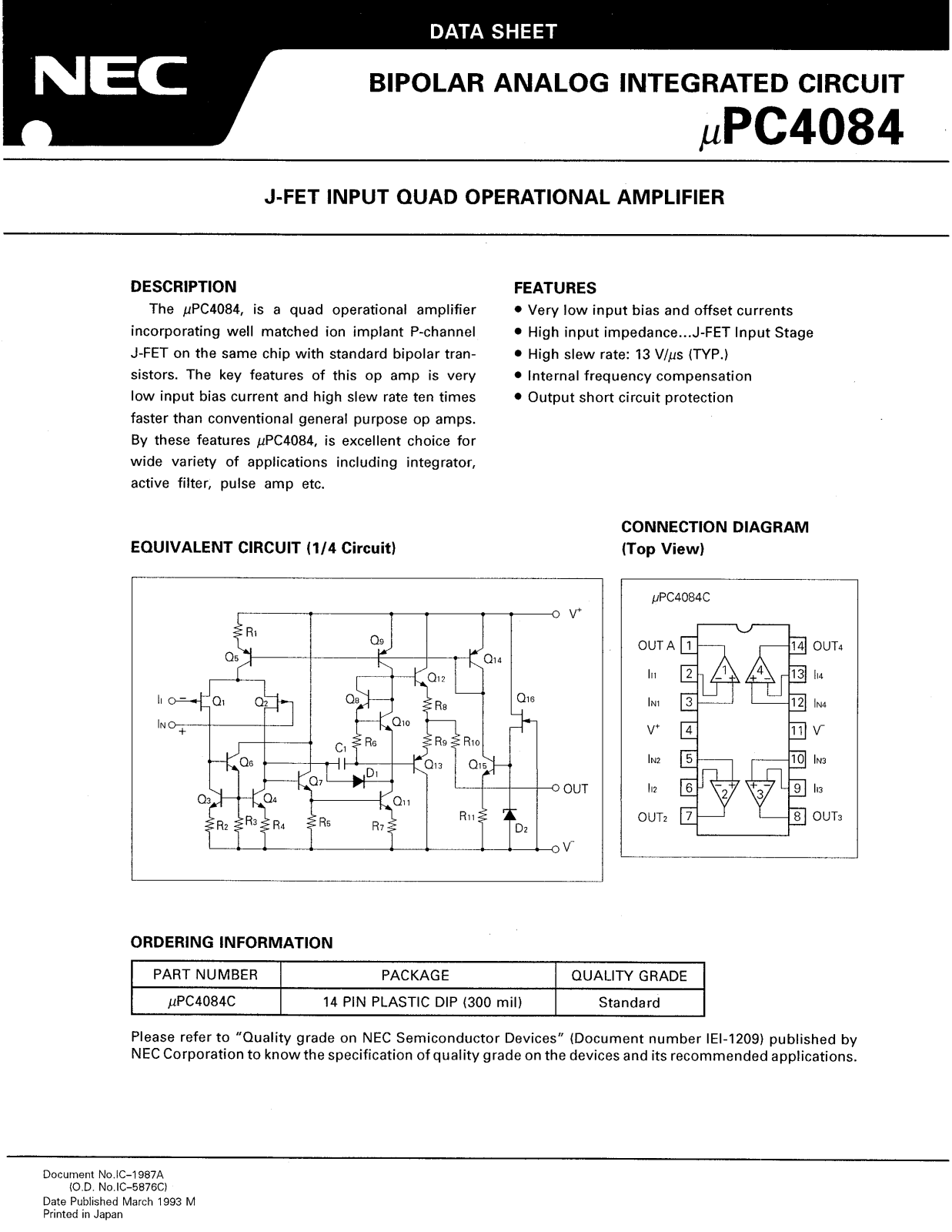 NEC UPC4084C Datasheet