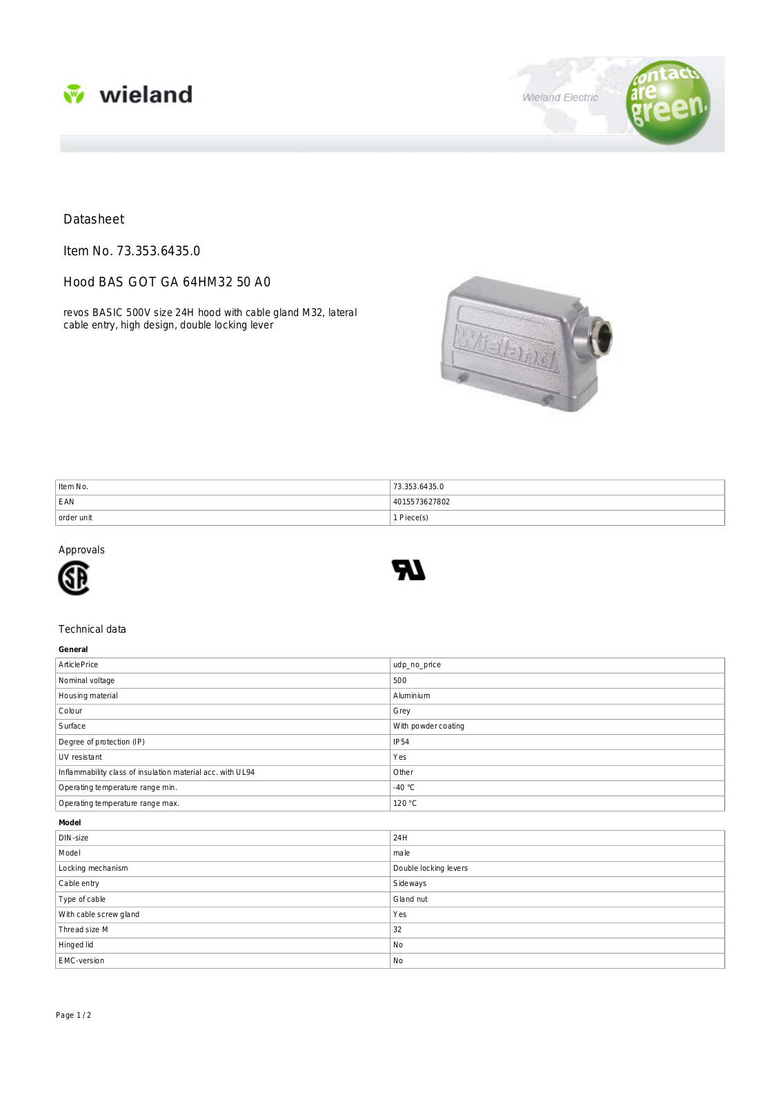 Wieland 73.353.6435.0 Data Sheet