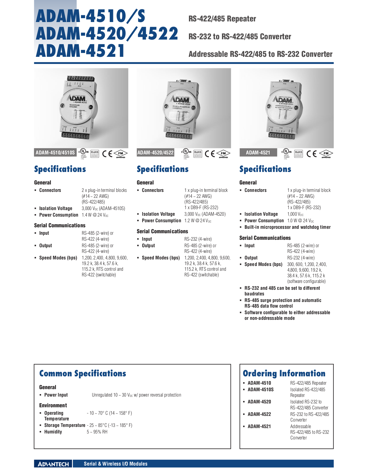 B&B Electronics ADAM-4522 Datasheet