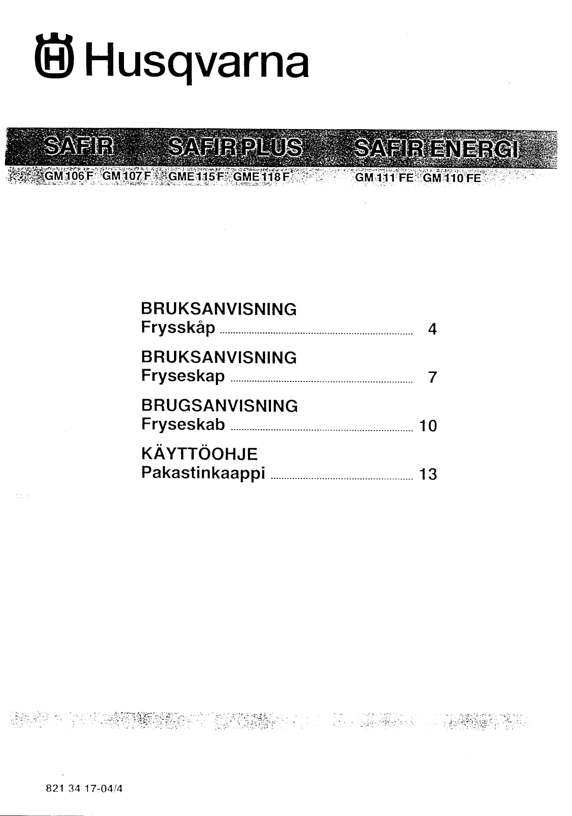 Husqvarna GM111FE, GM107F, GM106F, GM110FE, GME118F User Manual