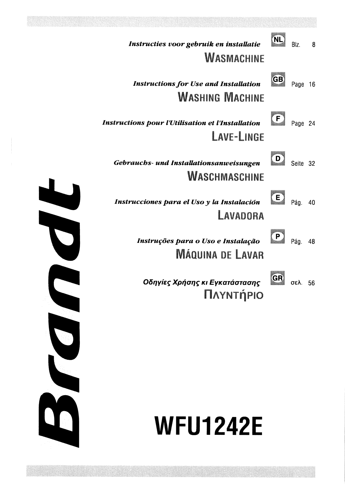 BRANDT WFU1242E User Manual